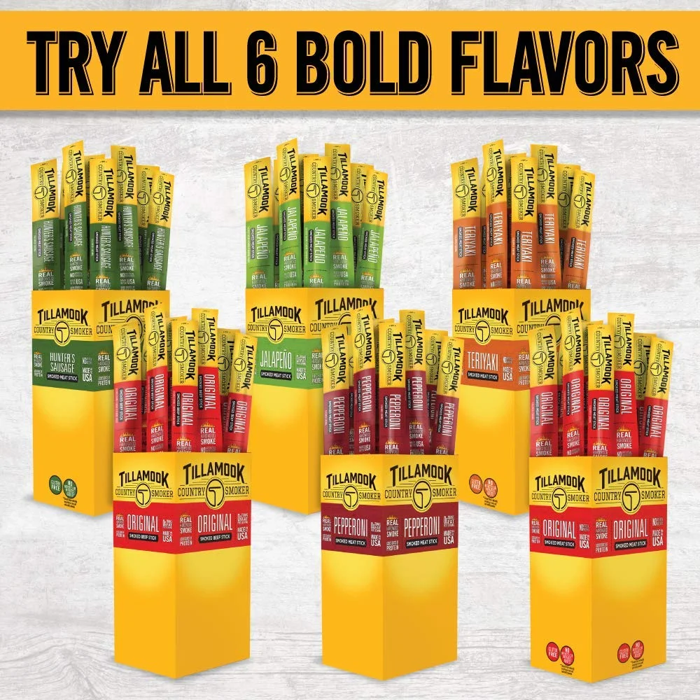 Tillamook Country Smoker All Natural, Real Hardwood Smoked Snack Stick, Teriyaki 1.44-Oz (Pack Of 24)