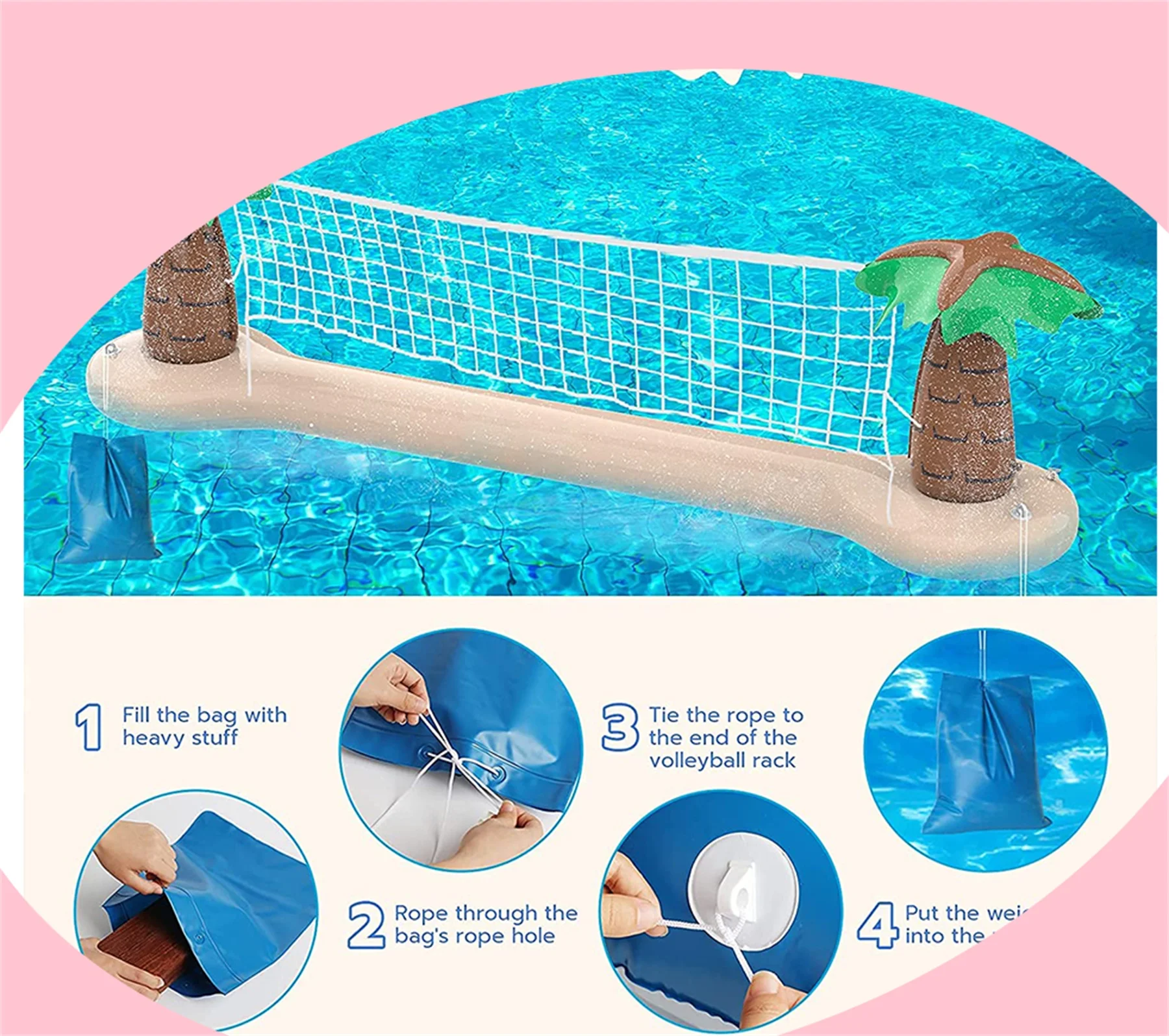 Inflatable Pool Volleyball Set, Kids Swimming Pool Float Set