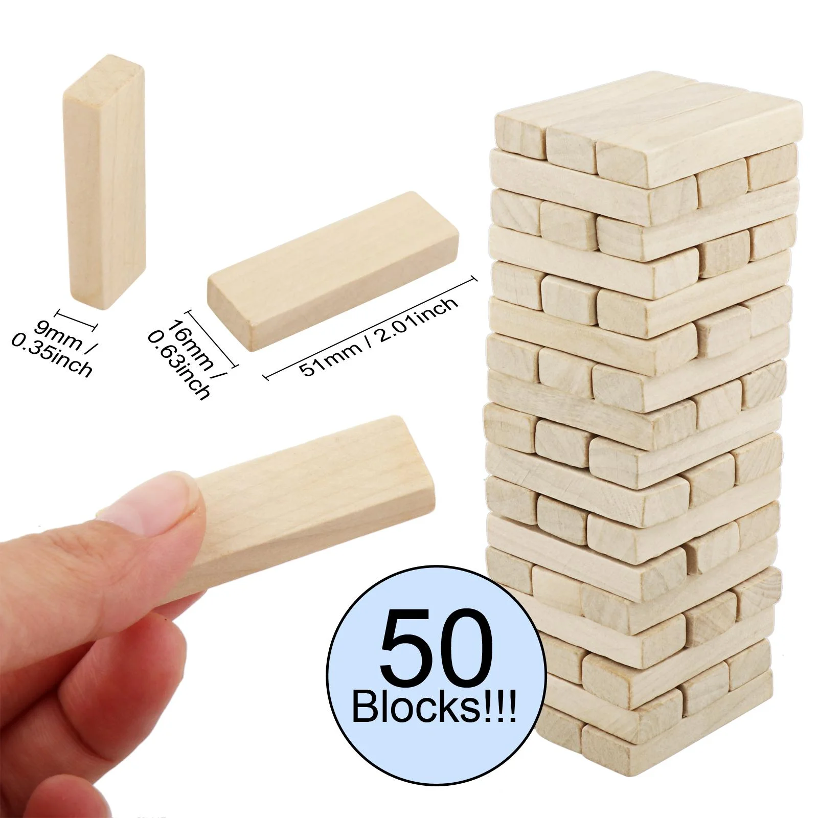 3x 50 Pieces Classic Blocks Wooden Bricks Board Game Building Games