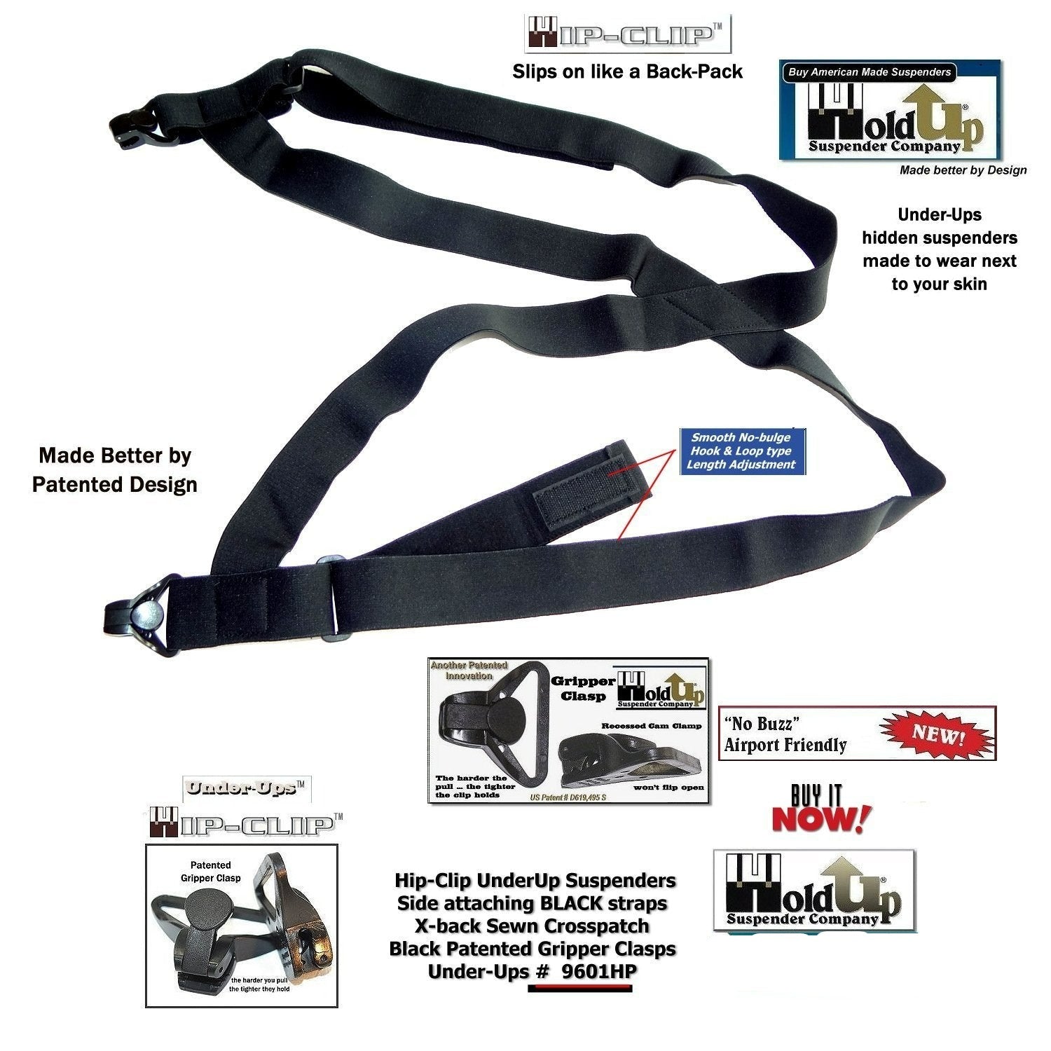 Hold-Ups All Black No-buzz Undergarment 1 1/2