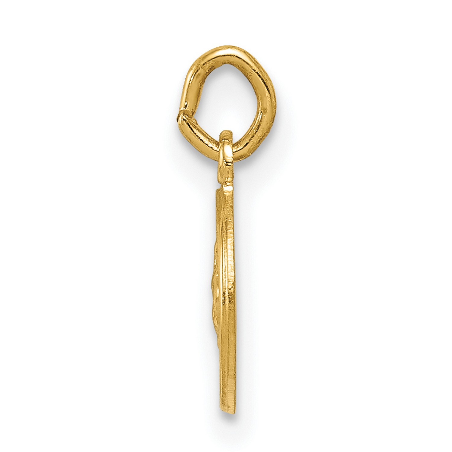 Mini Saint Christopher Protect Us Words on Solid Round Medal Pendant in Real 14k Yellow Gold 8mm