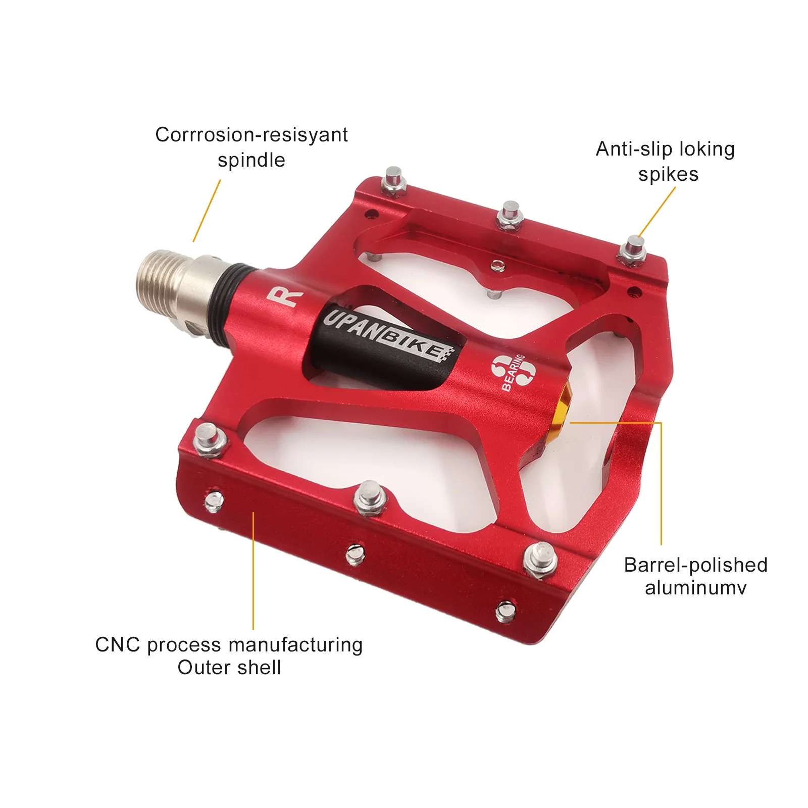 UPANBIKE Mountain Bike Pedals MTB Pedals Bicycle Flat Pedals Aluminum 9/16