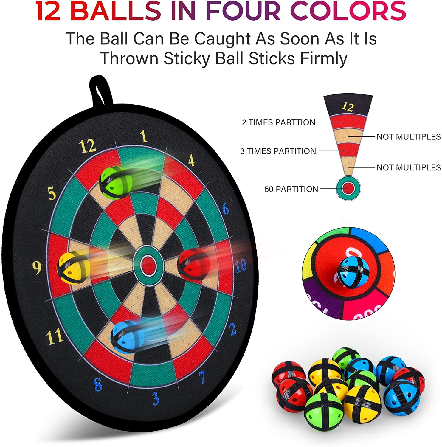 Dart Board for Kids, Kids Dart Board with Sticky Balls, Boys Toys, Indoor Sport Outdoor Family Fun Party Favor Board Game Toys Birthday Gifts for 3 4 5 6 7 8 9 10 11 12 Year Old boy Kids and Girls