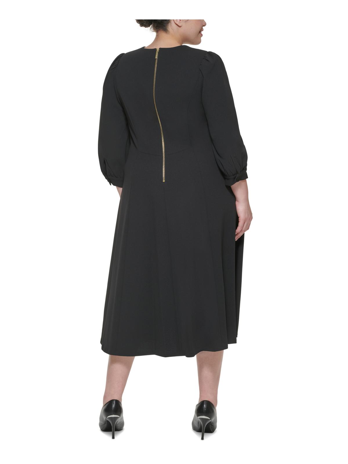 Calvin Klein Womens Plus A-Line Calf Midi Dress