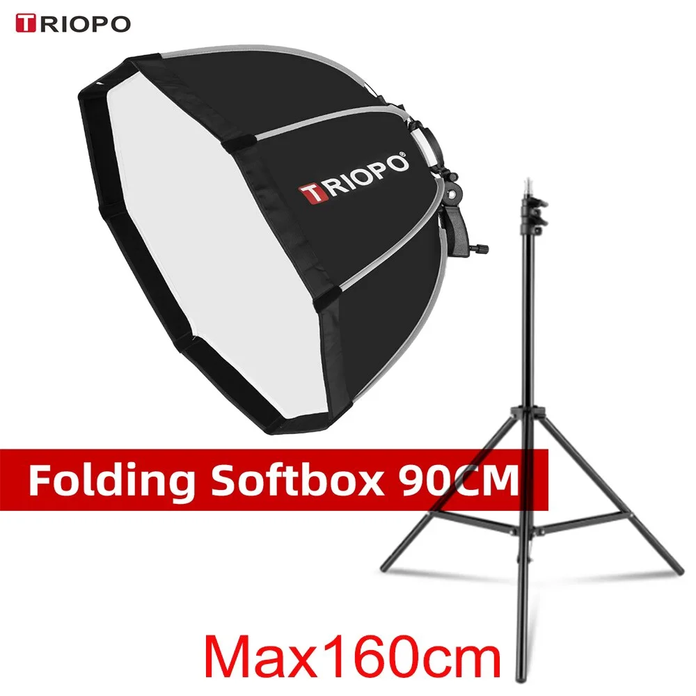 Photo Studio Fast Instruction Softbox 90cm With Stand Foldable Octagon S Bracket Hand Grip for Photography Speedlite Flash Light