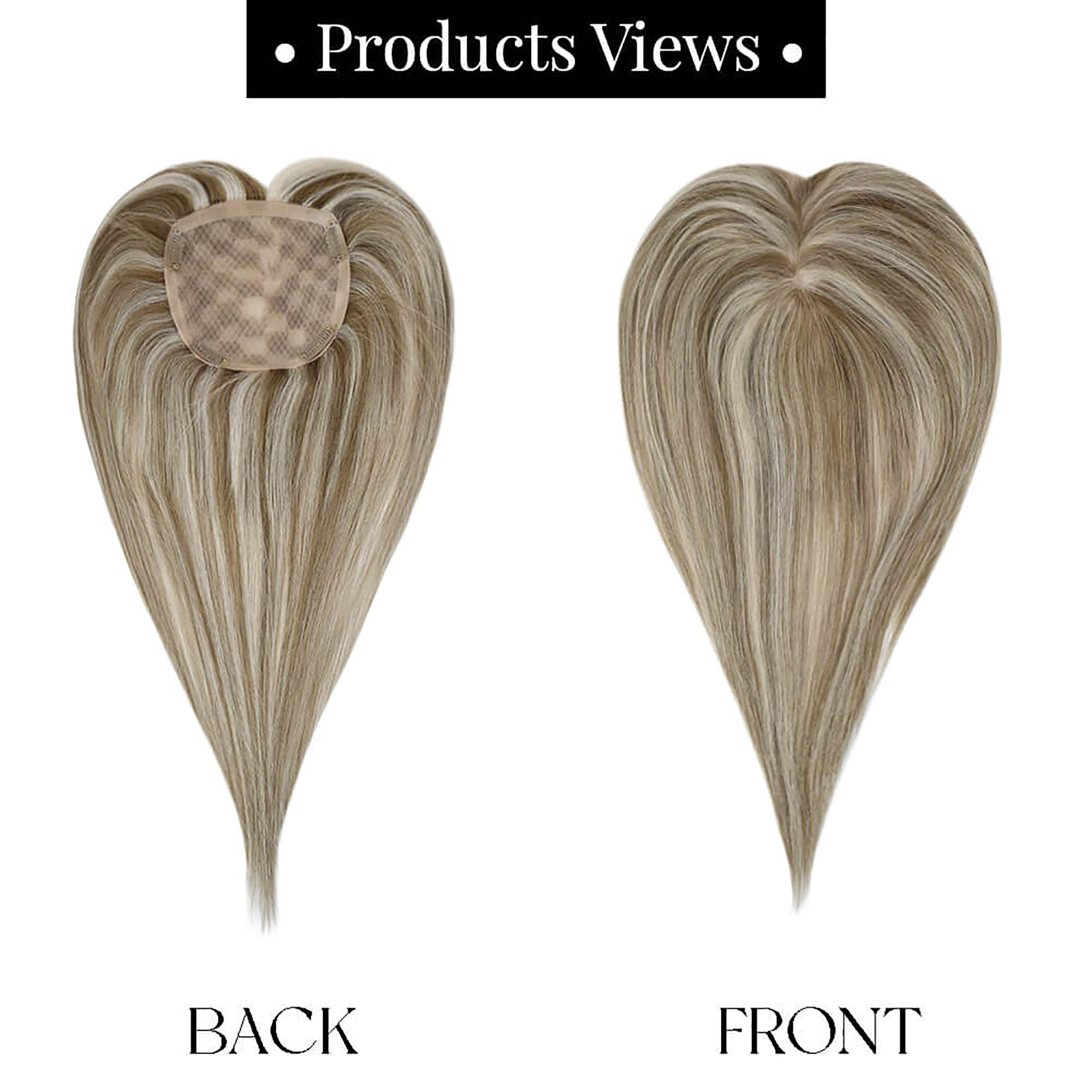 Sunny Hair Topper Clip in Topper Remy Human Hair Highlight Light Brown Mixed Platinum Blonde Hair Piece 16 inch