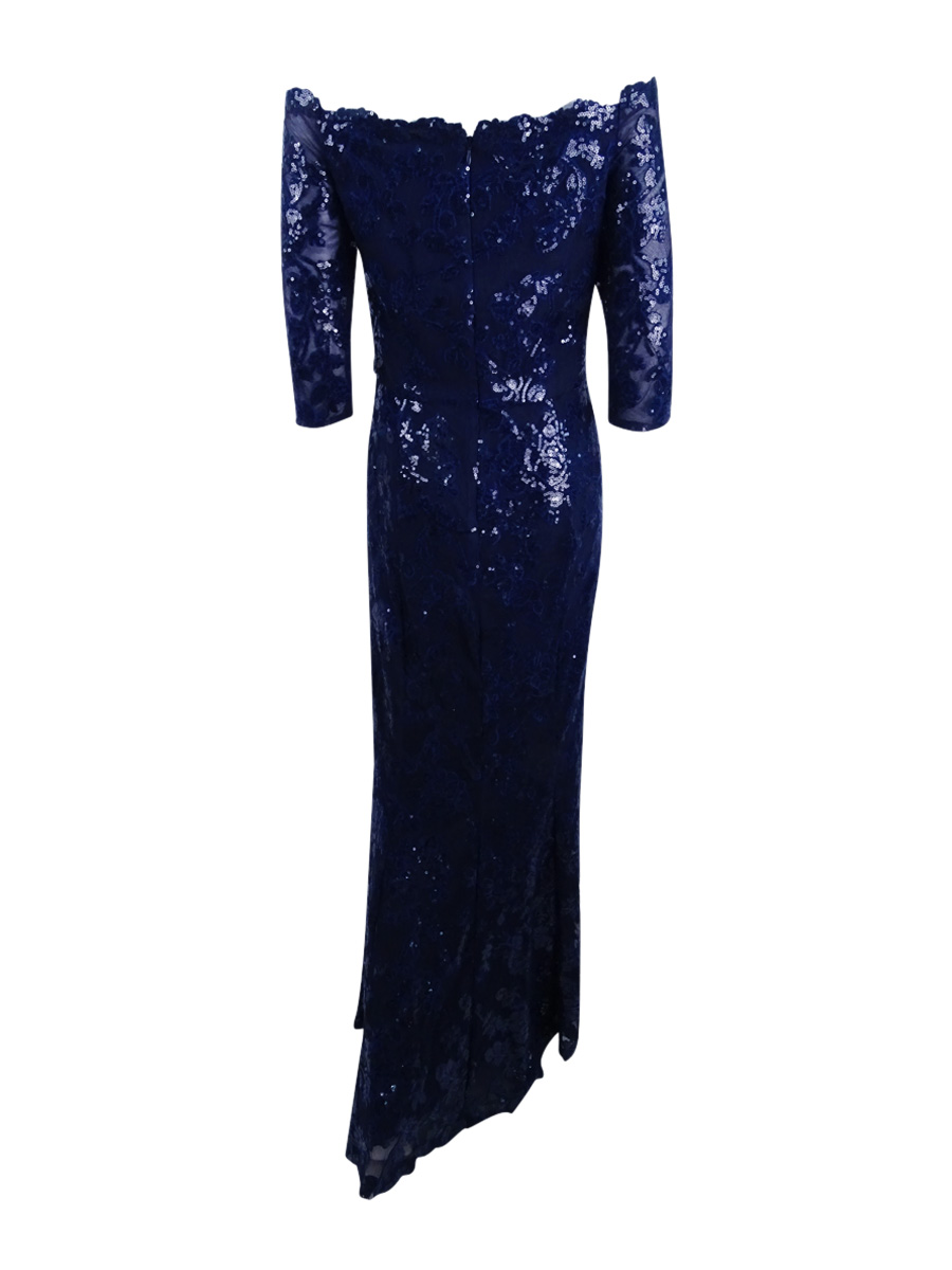 Lauren Ralph Lauren Women's Mesh Mermaid Gown (6,  Navy)