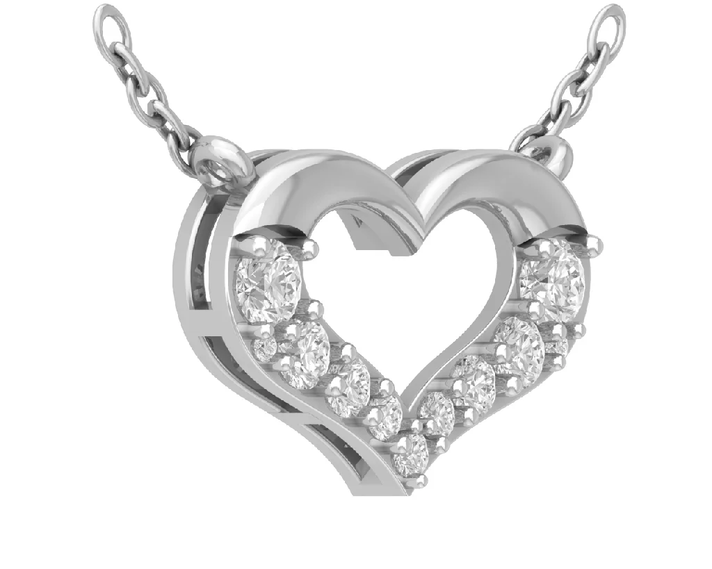 Araiya 14K White Gold Round Diamond Heart Pendant with Sterling Silver Chain Necklace (1/3 cttw, I-J Color, I2-I3 Clarity), 18