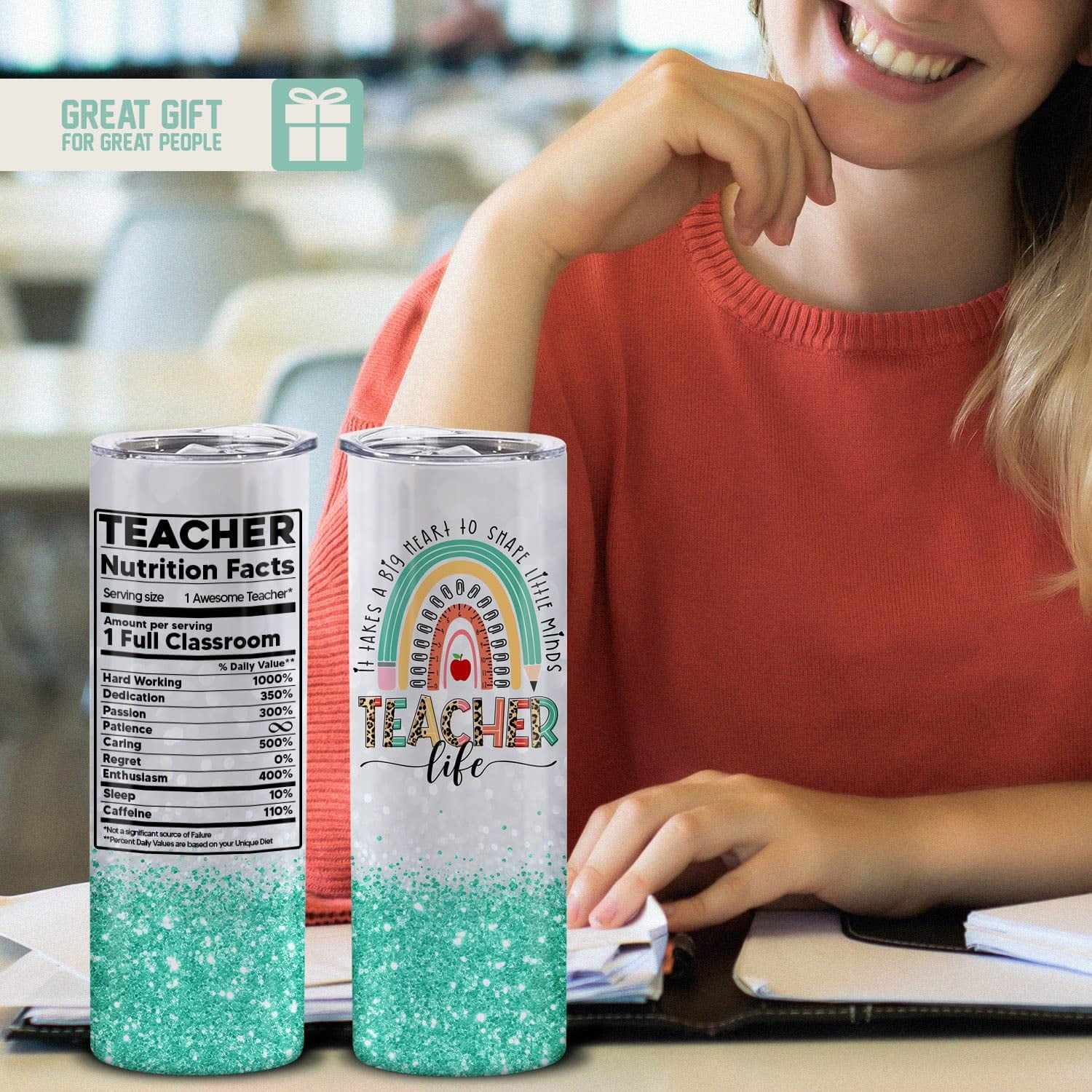 Teacher Gifts for Women - Teacher Appreciation Gifts from Students - Teacher Birthday Gifts, Teacher Christmas Gifts - It Takes a Big Heart to Shape Little Minds - 20oz Teacher Tumbler