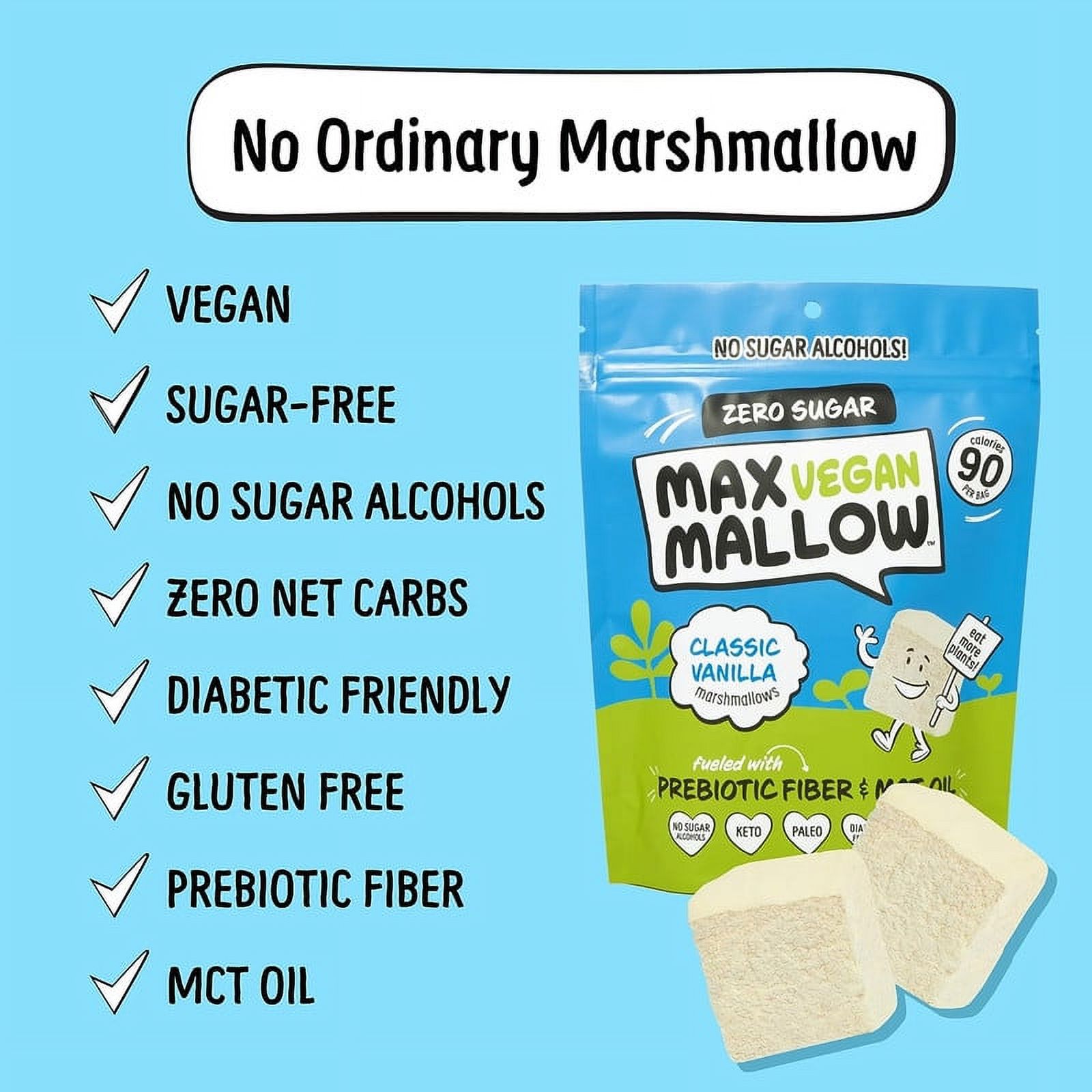 Know Brainer Max Mallow Vegan Marshmallows - [3 Pack - 2.5 OZ Each] Keto Snack with Collagen and MCT Oil - Gluten, Dairy, Fat and Sugar Free Snacks - Delicious Vegan Variety Pack