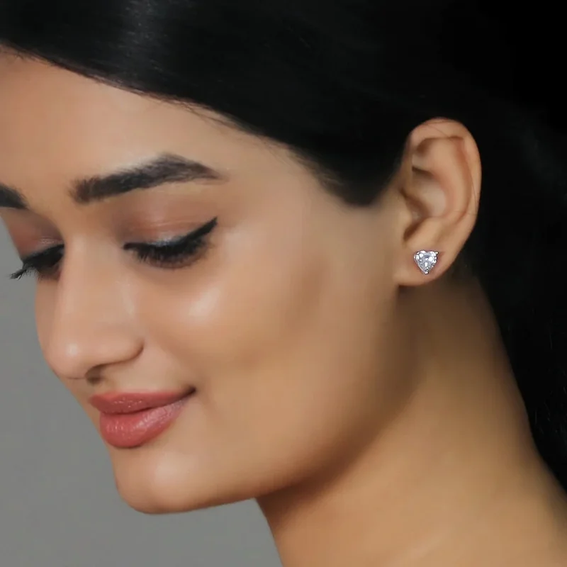 3.00 Carat Stunning Heart Cut Moissanite Diamond Wedding Stud Earrings for Gift Solid 18K Rose Gold Push Back Beautiful Studs Earring