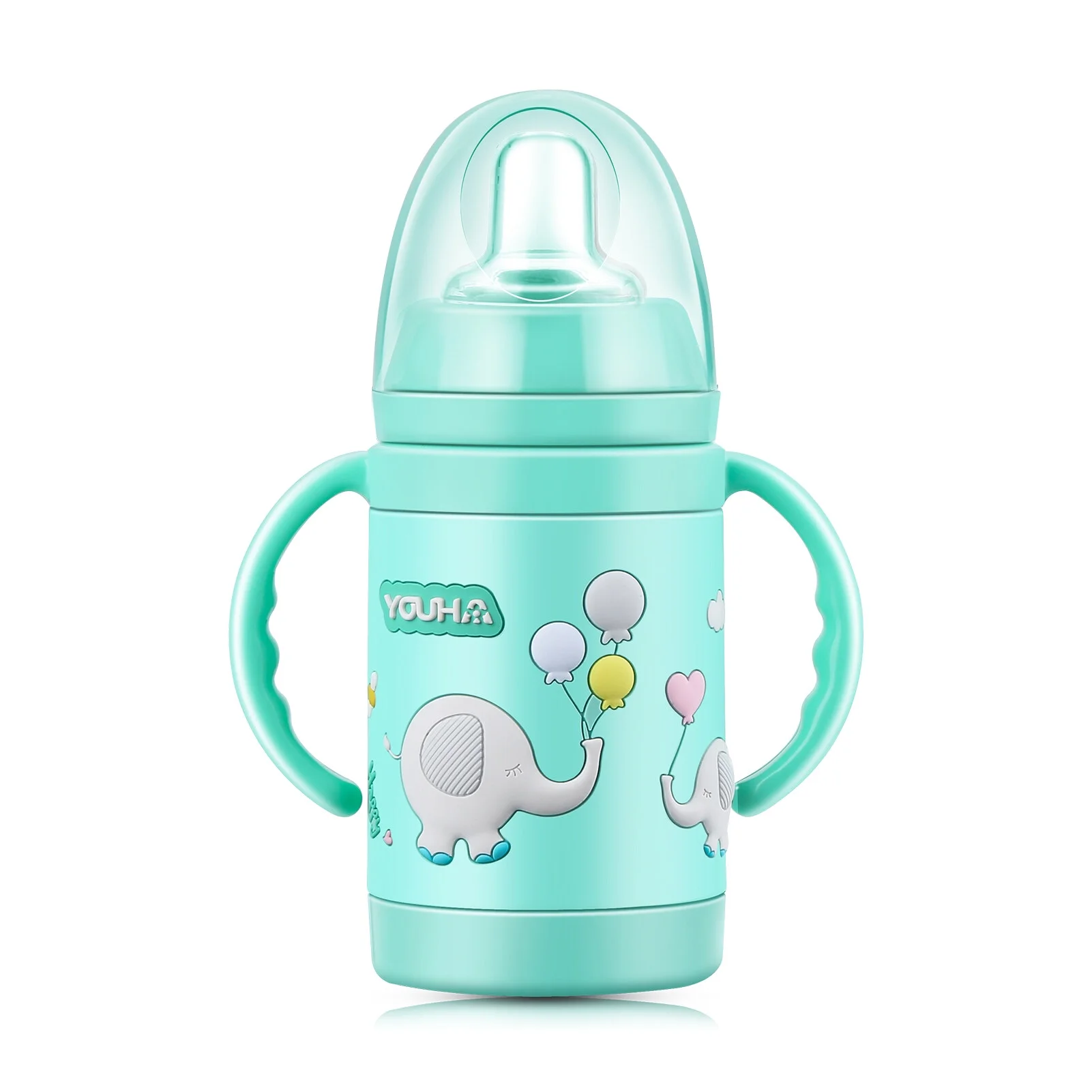 Baby Vacuum Insulated Sippy Cup 280ml Toddlers Stainless Steel Drinking Bottle with Handle Replaceable Lids Weighted Straw Baby Sippy Tumbler Mug Vacuum Bottle