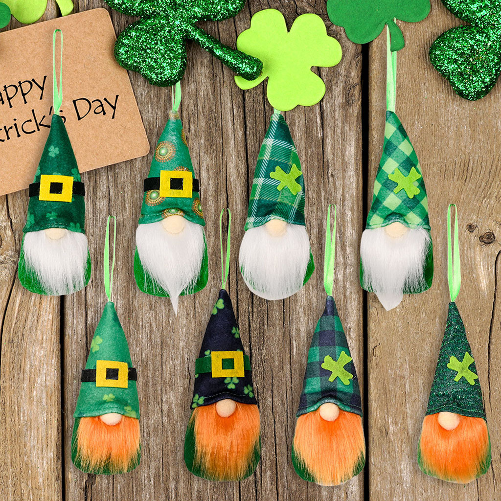 Saint Patricks Day Ornaments Gnome for Doll Pendants Set of 4 Plush Dolls Decor for Home Festival Party Front Door Windo