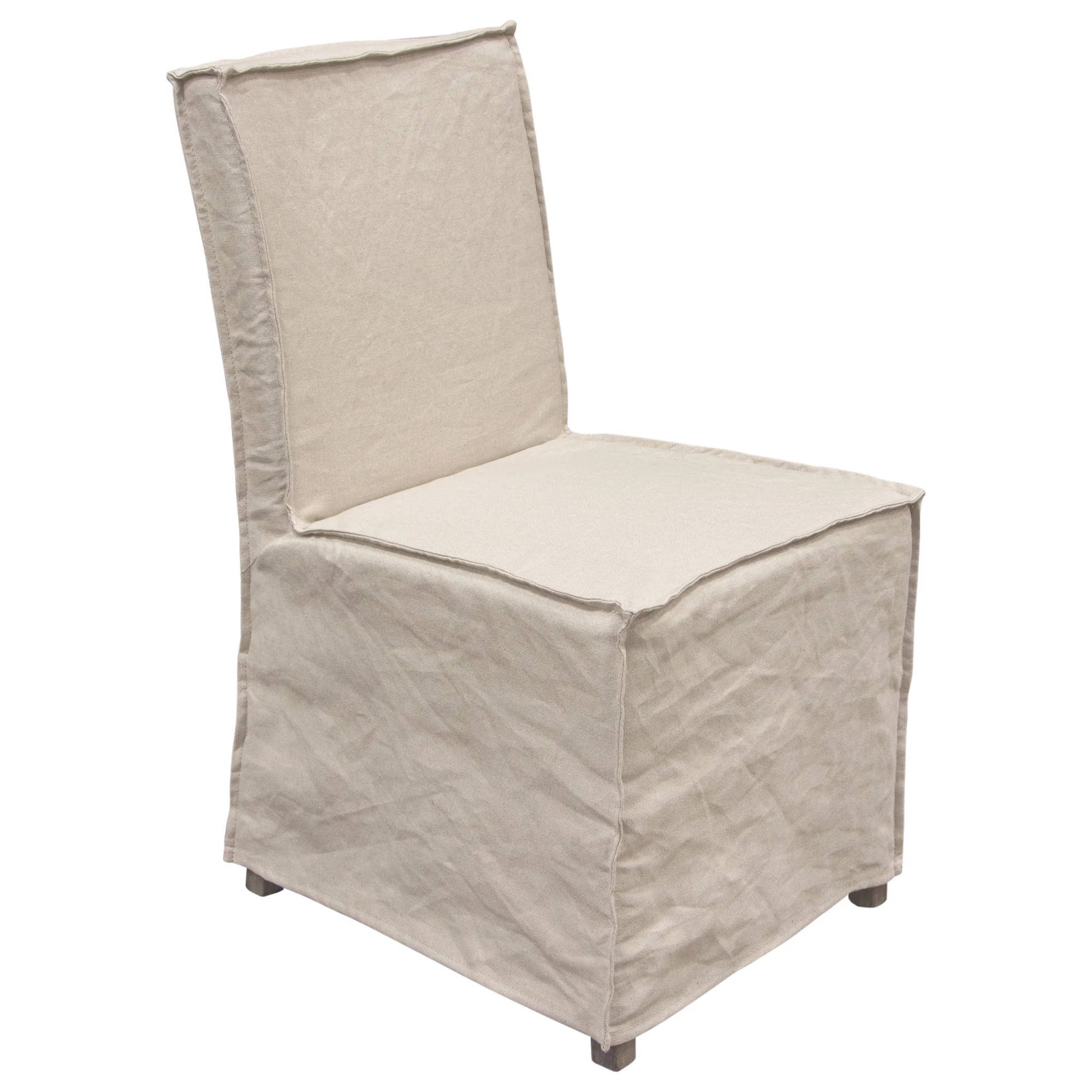 Diamond Sofa  Sonoma Dining Chairs with Wood Legs & Removable Slipcover, Sand Linen - Pack of 2