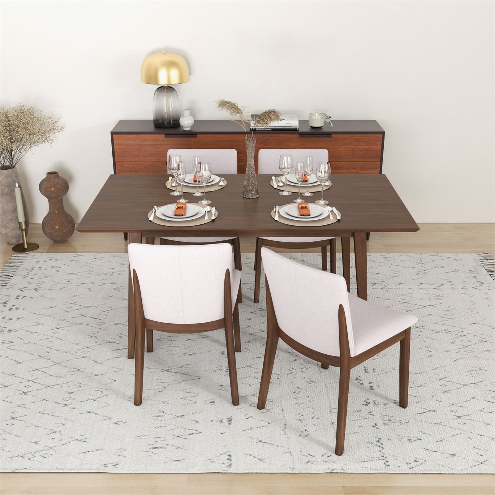 Dolores Mid Century Modern Kitchen Table and Chairs for 4