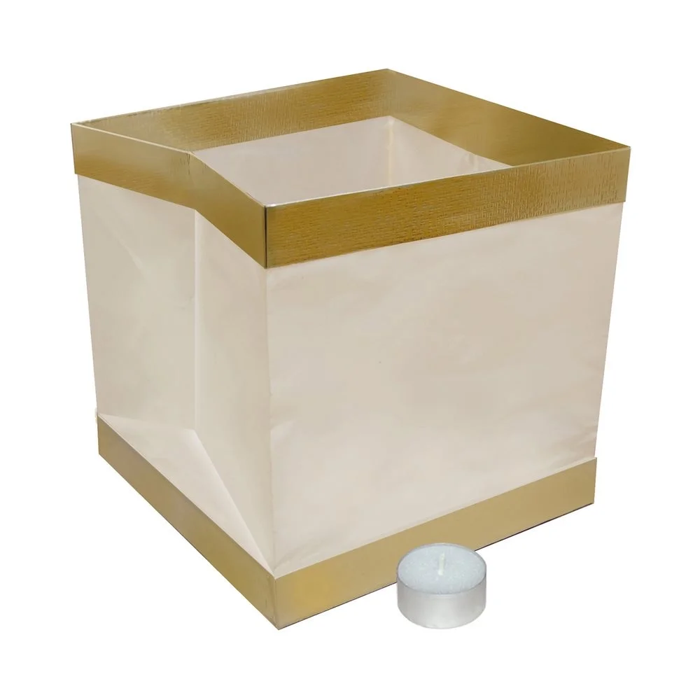 White & Gold Floating Candle Wish Lanterns - Biodegradable Memorial/Prayer/Wishing River Light (Set of 50)
