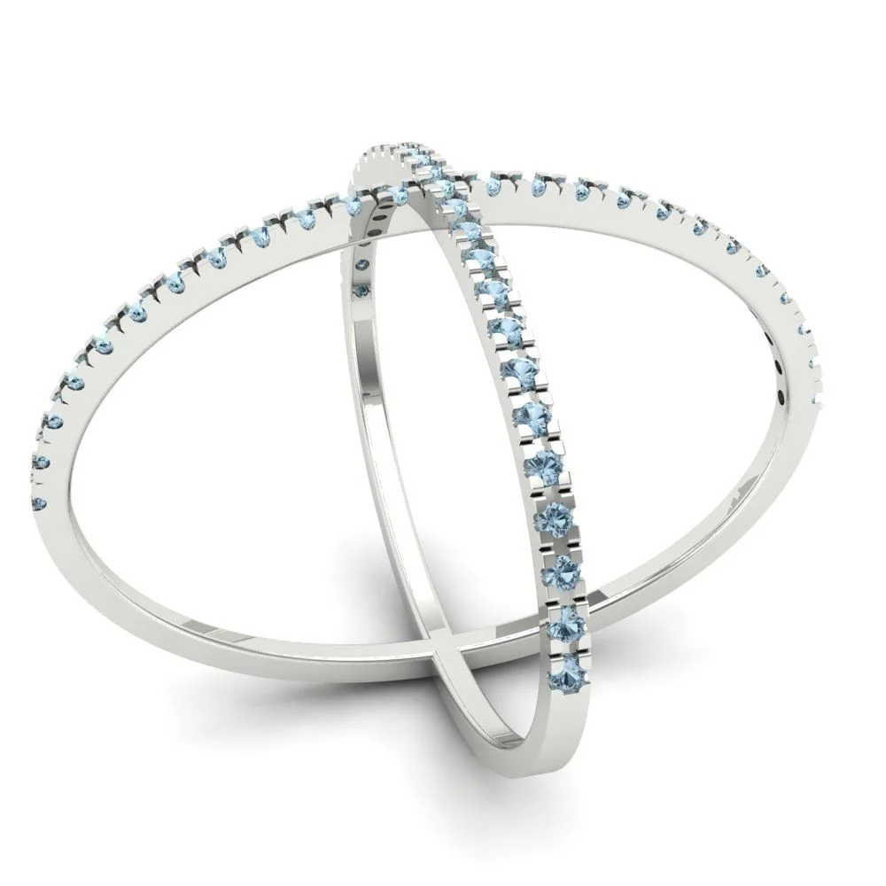 0.25 ct Brilliant Round Cut Blue Simulated Diamond 14k White Gold Statement Ring size 6.5