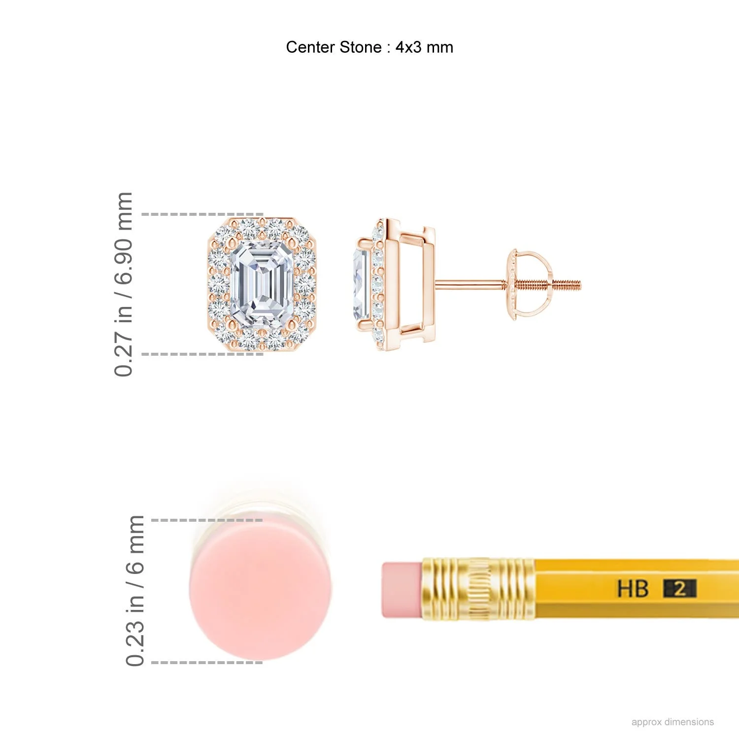 ANGARA Natural 0.4 Ct. Diamond Solitaire Stud Earrings in 14K Rose Gold for Women