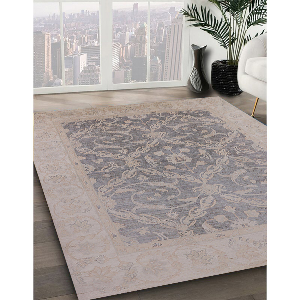 Ahgly Company Indoor Rectangle Mid-Century Modern Khaki Rose Pink Oriental Area Rugs, 3' x 5'