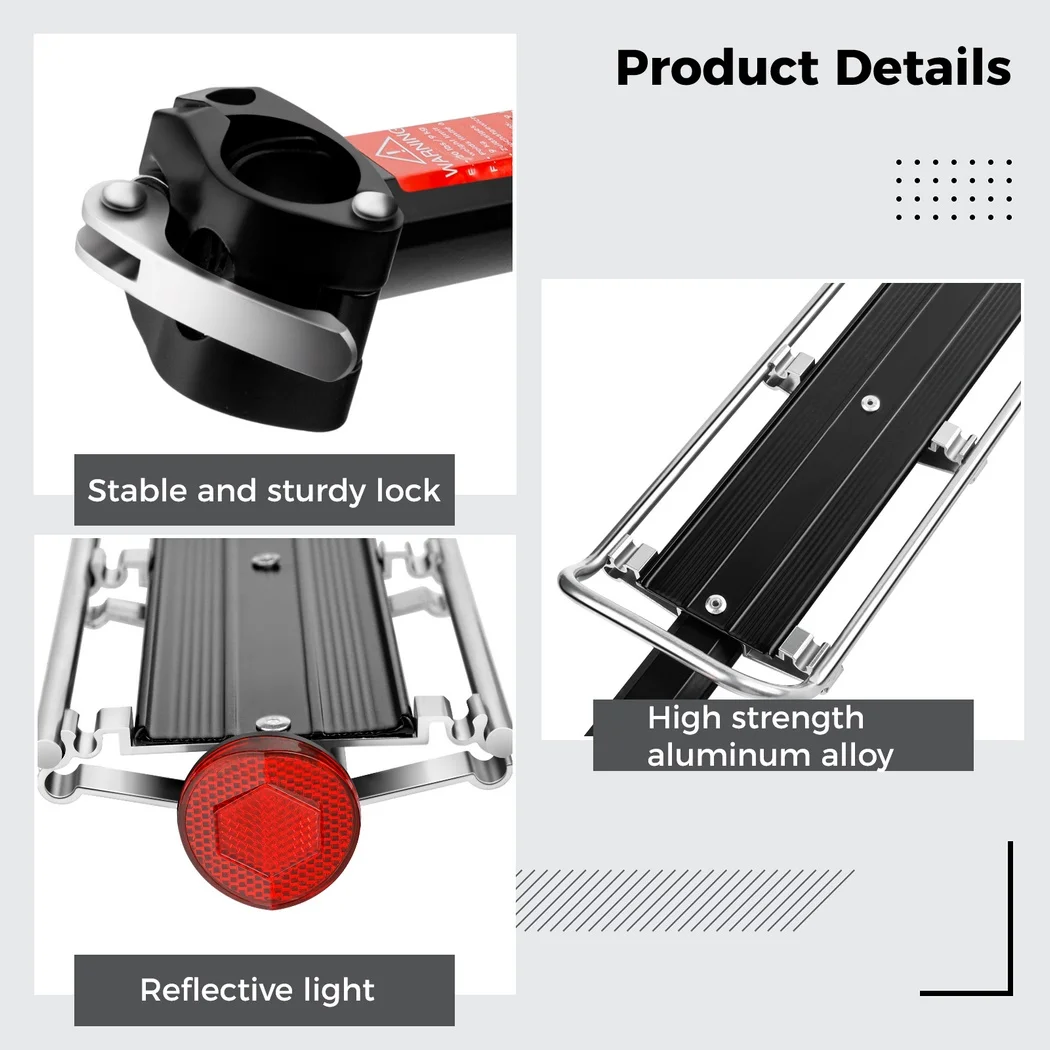 Bike Cargo Rack,  Bicycle Rear Seat Post Rack Bicycle Luggage Carrier with 66 Lbs Weight Capacity Universal for Mountain Bike