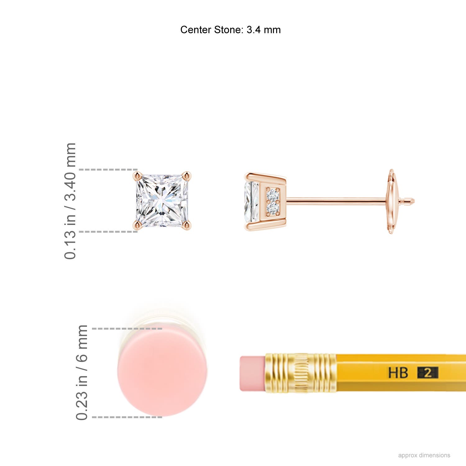 ANGARA Natural 0.47 Ct. Diamond Solitaire Stud Earrings in 14K Rose Gold for Women