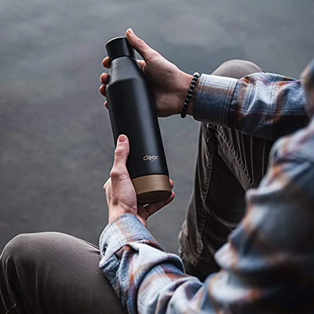 Clean Bottle | Ultimate Clean 17 oz Vacuum Insulated Stainless Steel Water Bottle | Easy to Clean, Removable Bottom Cap | Aqua