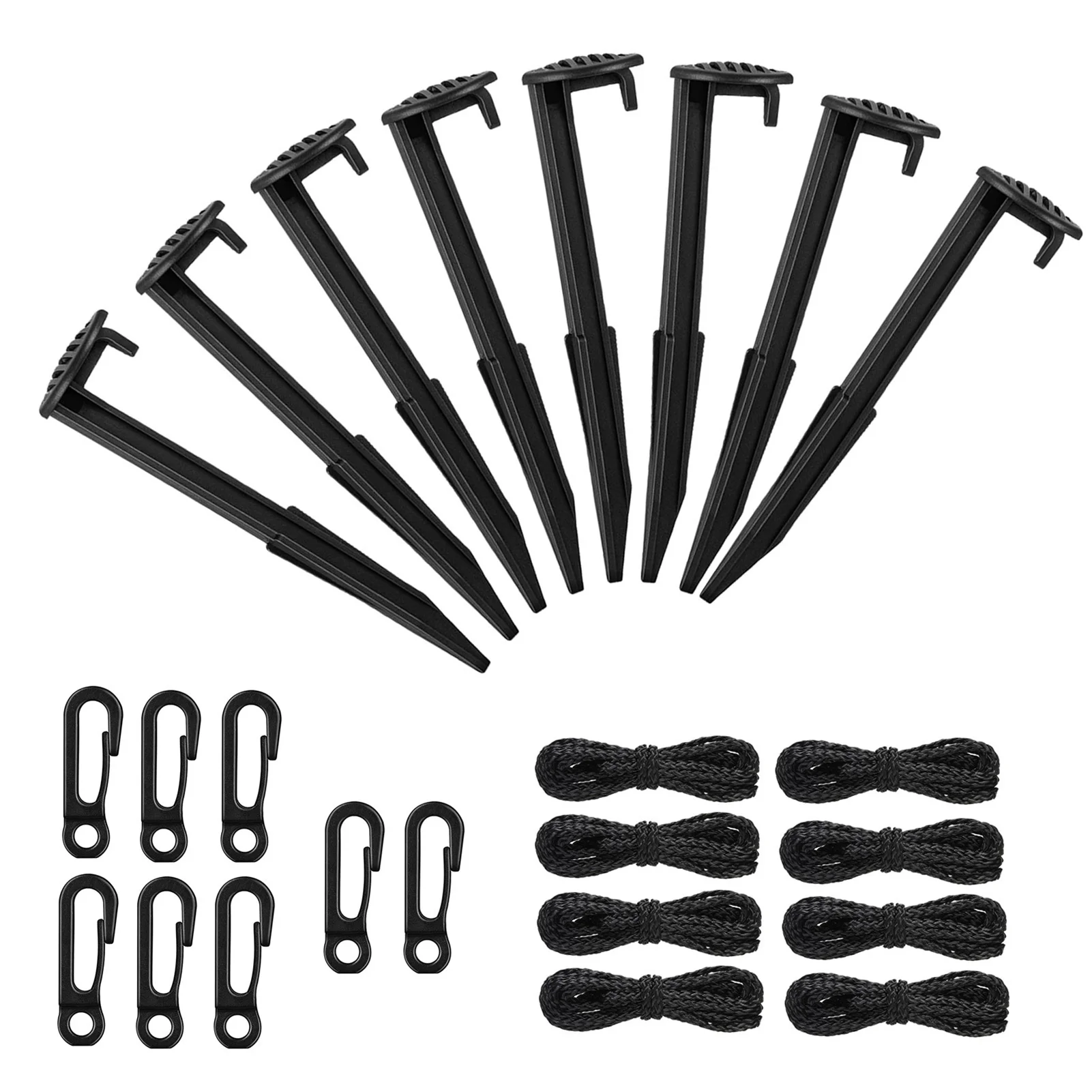 Travelwant 8 Sets Inflatable Plastic Stakes Heavy Duty Tent Stakes Replacement Yard Ground Lawn Black Gardening Pegs Spike Hook for Christmas Holiday Inflatables Garden Decorations