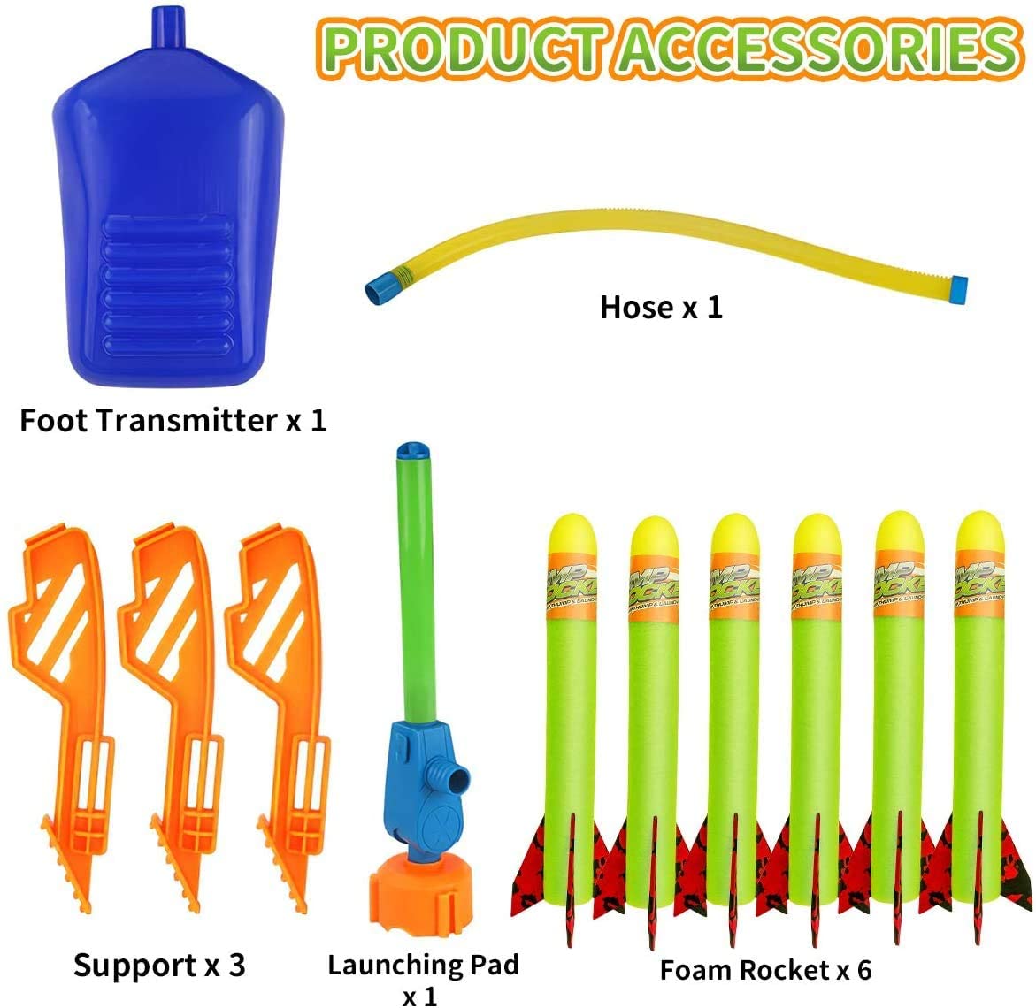 Rocket Launcher, 6 Foam Rockets and Toy Air Rocket Launchers - Glow in the Dark, STEM Gifts for Boys and Girls Ages 3 and Up - Great for Year-Round Play