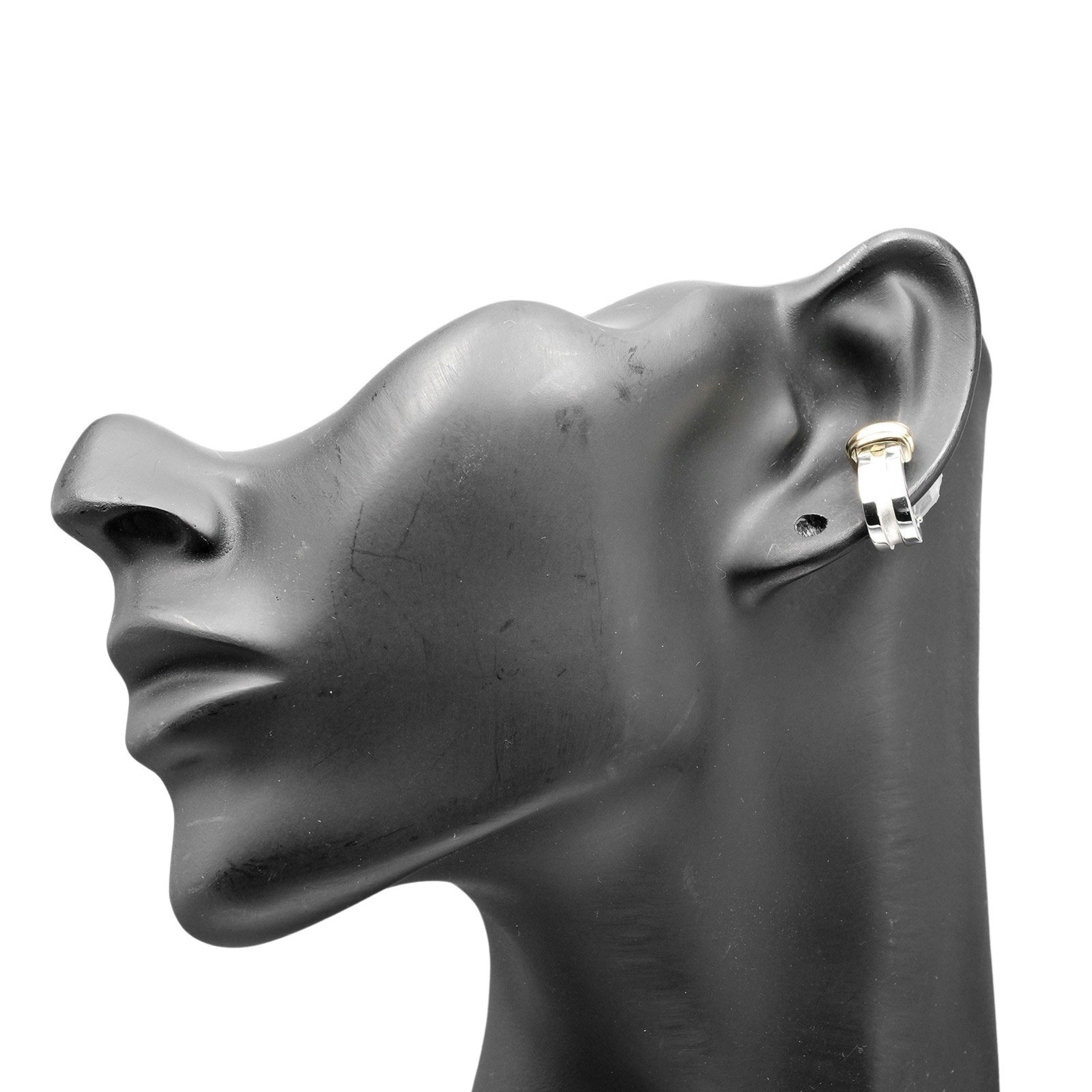 Pre-Owned Tiffany TIFFANY&Co. Grooved Earrings Silver 925 K18 YG Yellow Gold Approx. 7.47g (Good)