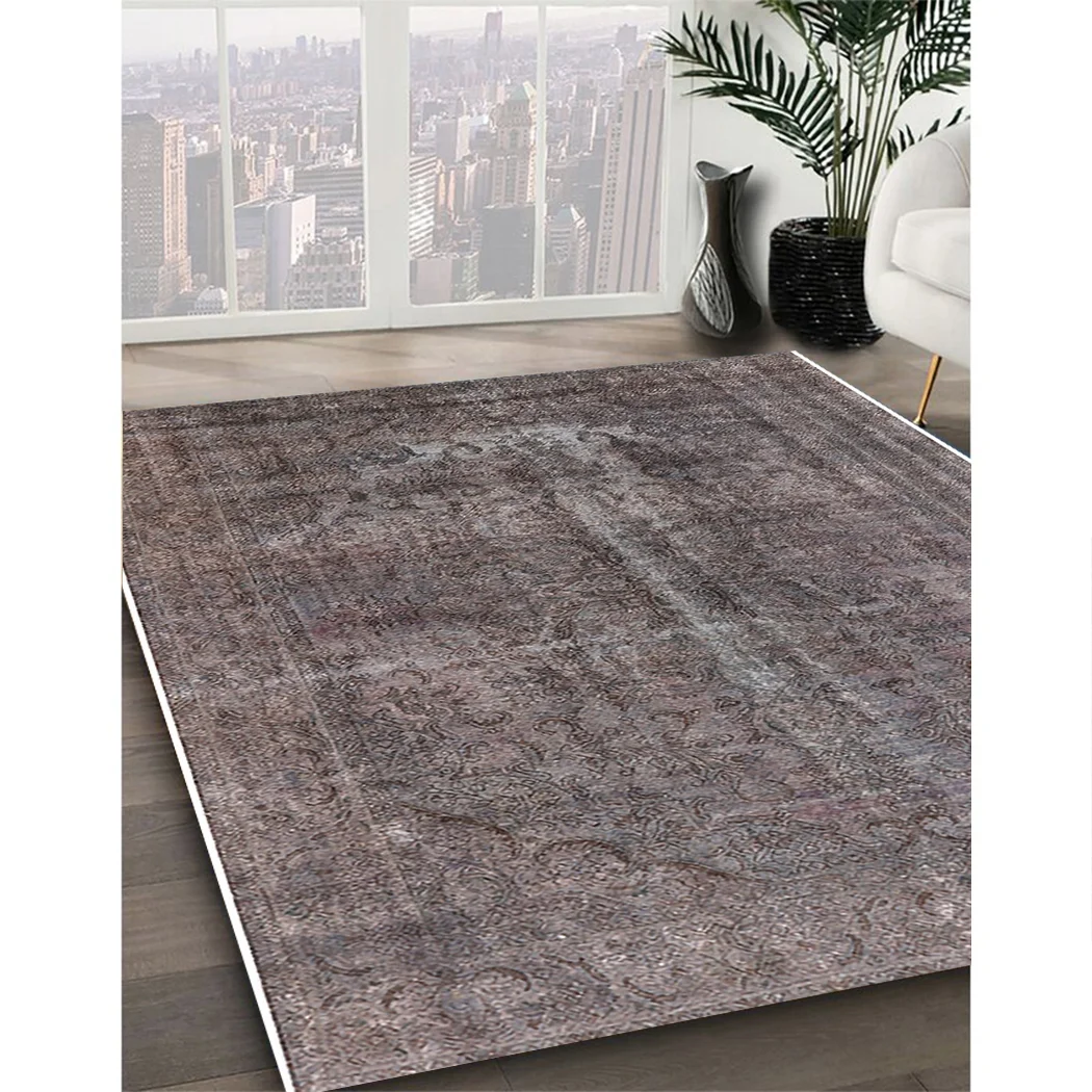 Ahgly Company Indoor Rectangle Mid-Century Modern Gunmetal Gray Oriental Area Rugs, 2' x 4'