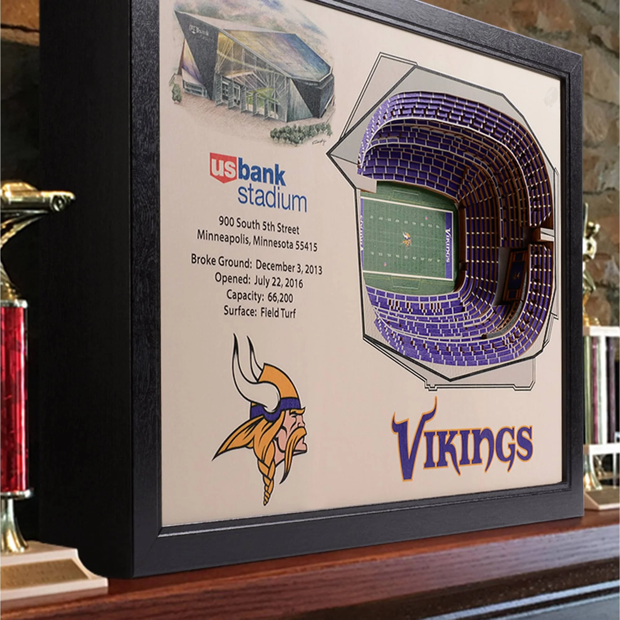YouTheFan  22.25 x 22 x 23 in. NFL Minnesota Vikings 25-Layer StadiumViews 3D Wall Art - U.S. Bank Stadium