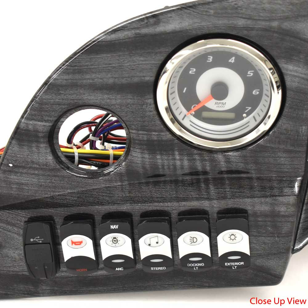 Avalon Pontoon Boat Gauge Panel 125745 | Gray Woodgrain