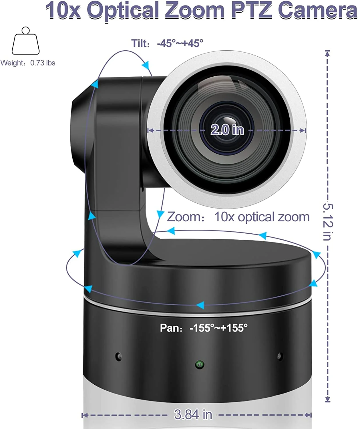 10x Optical Zoom USB PTZ Camera,1080P 30FPS Webcam,HD Video Conference Camera Compatible with Most Software,Live Streaming Camera for Conference,Events,Church and School etc(Black)