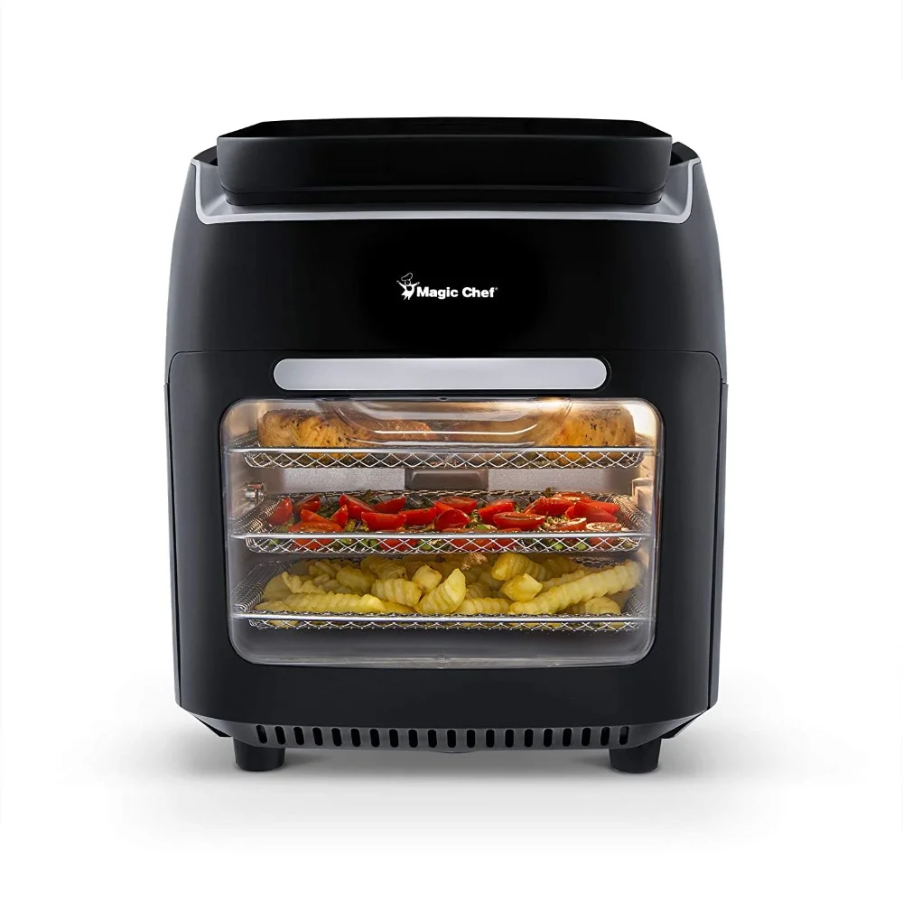 Magic Chef® 10.5 Quart Air Fryer, Rotisserie, Dehydrator and Convection Oven, Includes 3 Cooking Racks and Easy-to-Clean Drip Tray - Black