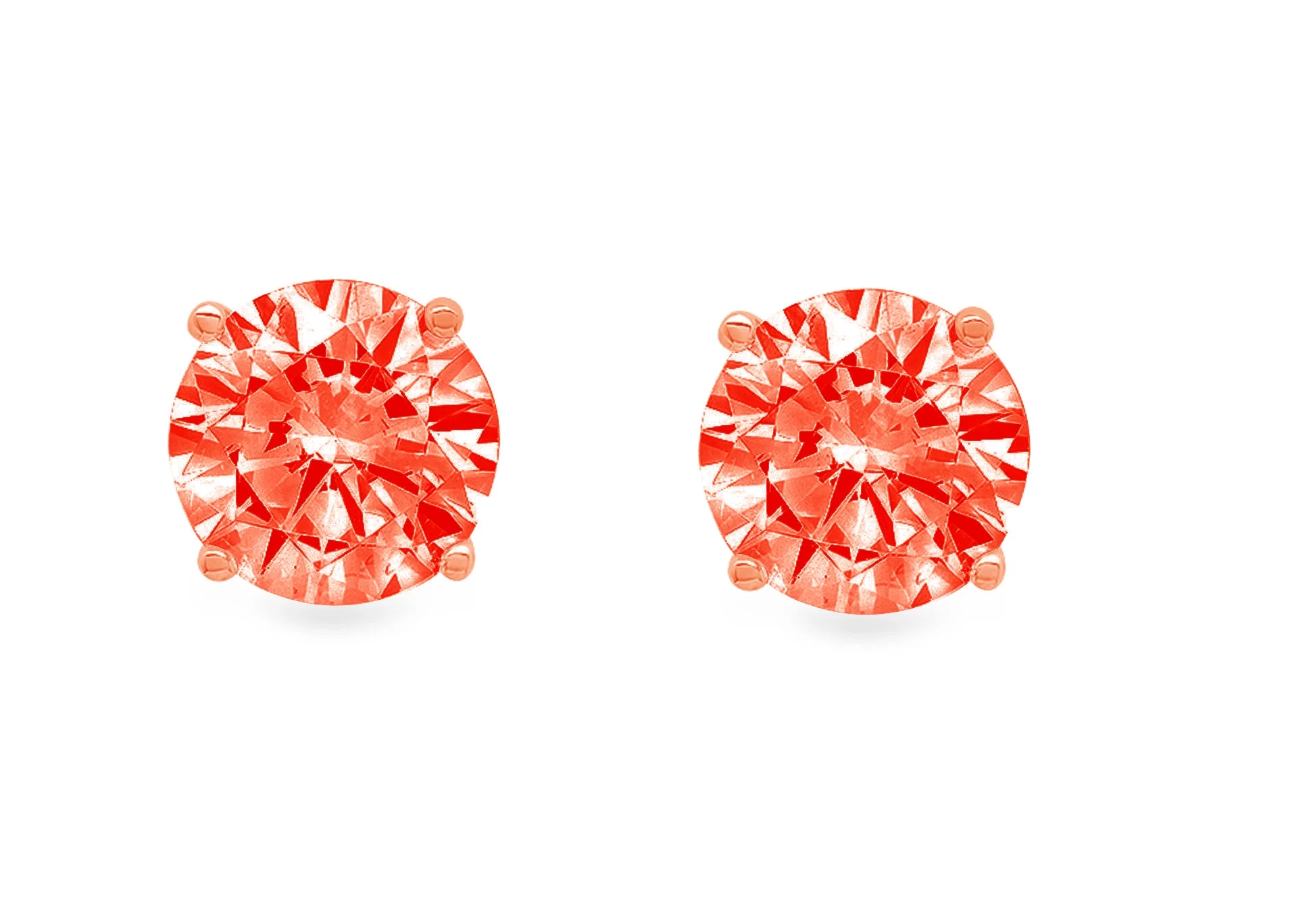Clara Pucci 1.5 ct Brilliant Round Cut Solitaire Studs VVS1 Genuine Conflict free Red Simulated Diamond Real Stamped Solid 18K Pink Rose Gold Earrings Push back