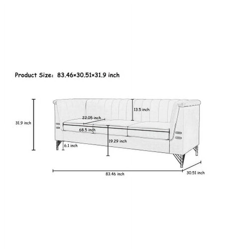 3 Seat Sofa Couch with Golden Metal Legs for Home - Pink