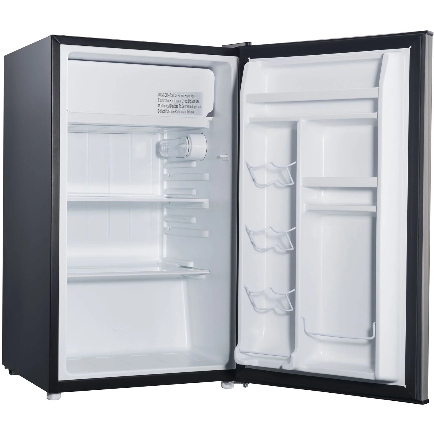 Amana Energy Star 3.5-Cu. Ft. Single-Door Mini Refrigerator with Chiller Compartment, Black with Stainless-Look Door