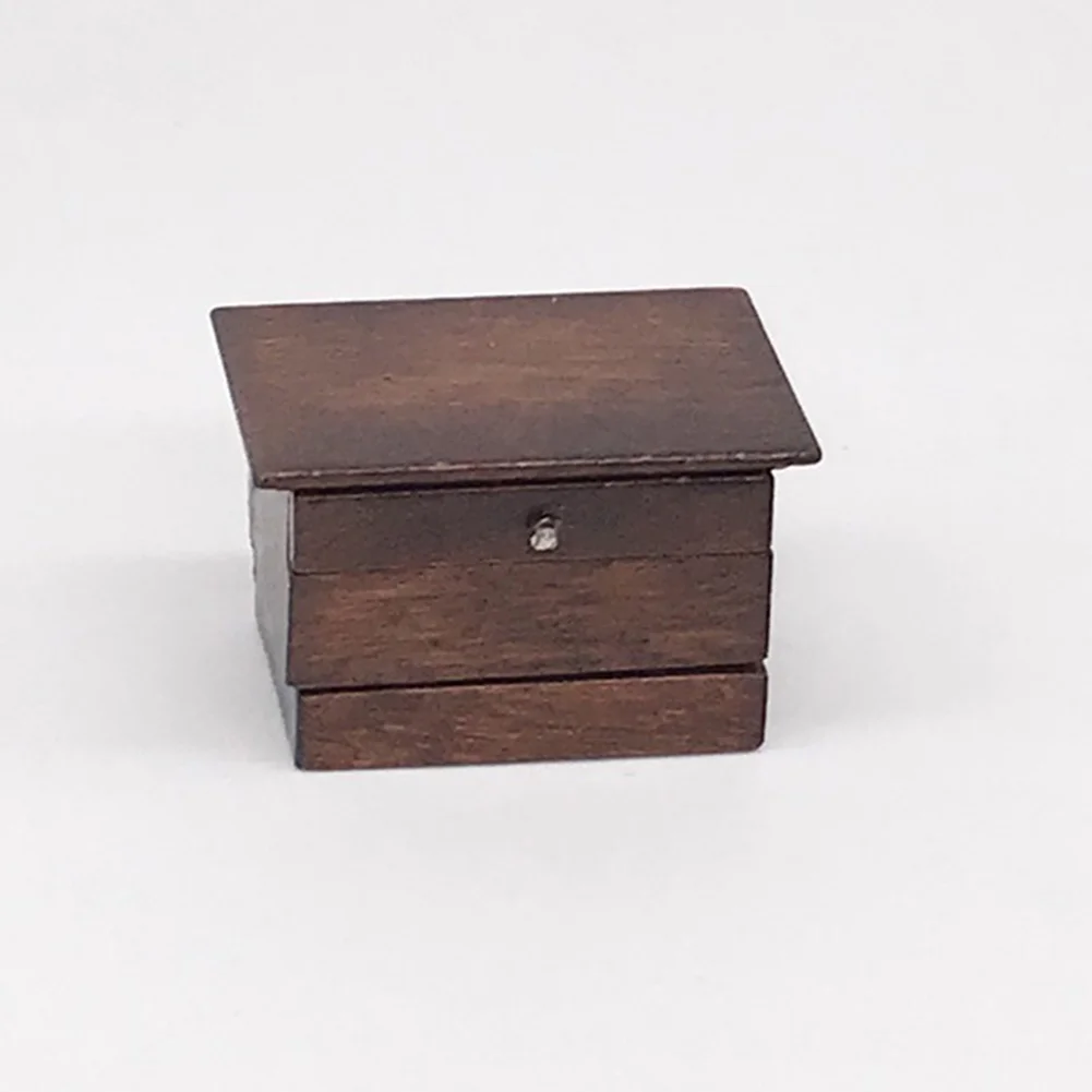 NUZYZ 1/12 Doll House Chinese Wooden Sewing Kit Box Miniature Scene Accessory Decor