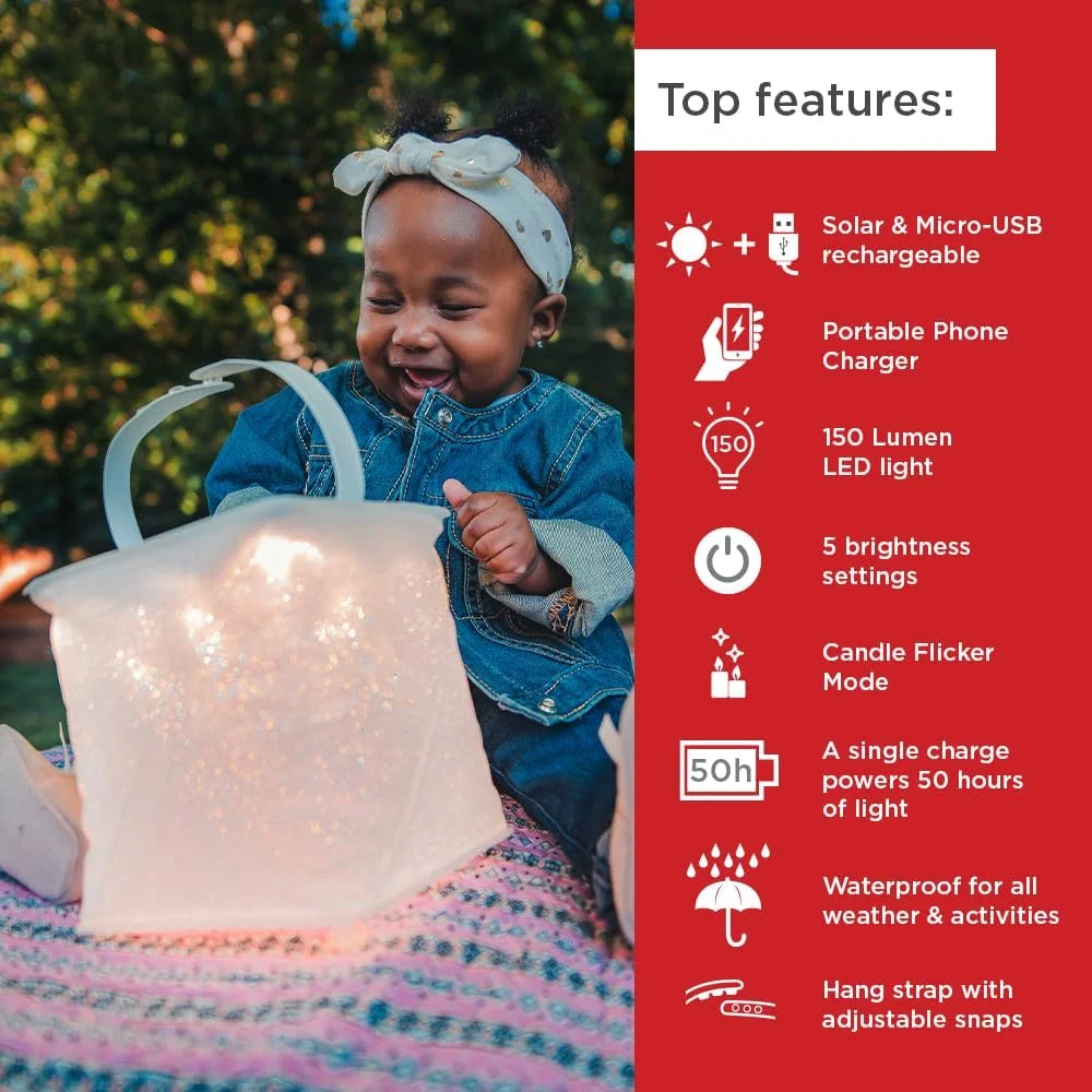 LuminAID 2-in-1 Solar Camping Lantern and Phone Charger - Inflatable LED Lamp for Camping, Hiking and Travel - Emergency Light for Power Outages, Hurricane, Survival Kits - As Seen on Shark Tank
