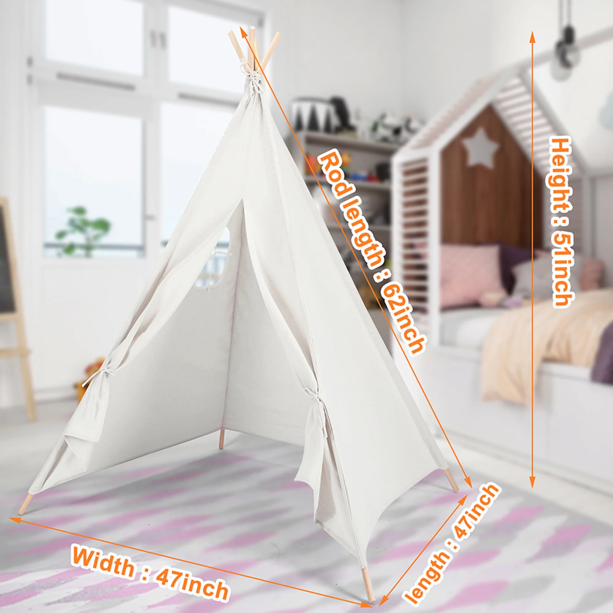 Foldable Teepee Tent for Kids Children Playing House Indoor Outdoor Christmas Decor
