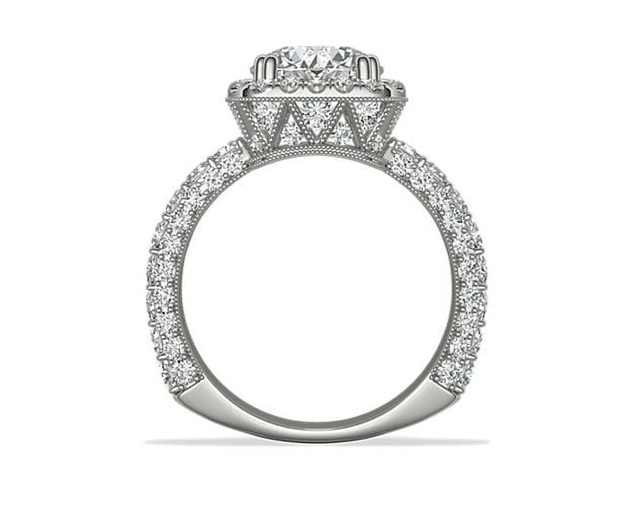 1.25 T.C.W Excellent Round Cut Real Diamond Beautiful Halo & Solitaire with Accents Wedding Ring for Bride in Solid 14K White Gold Size 7