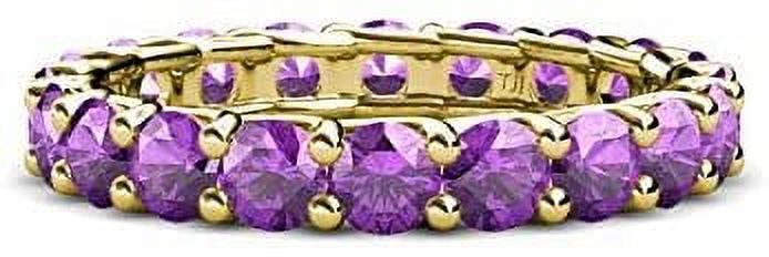 TriJewels Amethyst 2 5/8 ctw 3.4mm Womens Eternity Ring Stackable 14K Yellow Gold.size 5.75