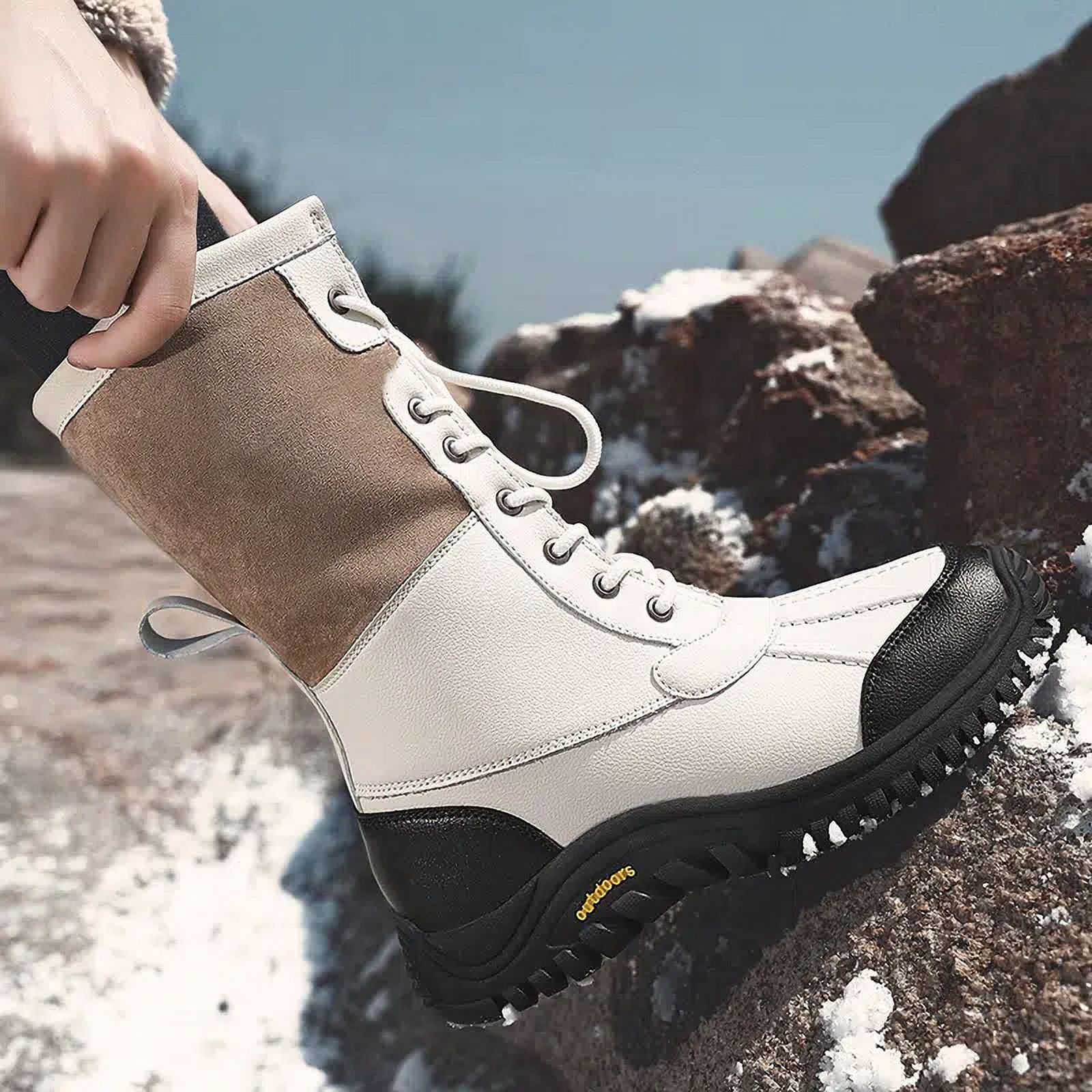 Women‘s Winter Foldable Tube Snow Boots  Thermal Insulated Lace Up Snow Shoes  Women‘s Footwear
