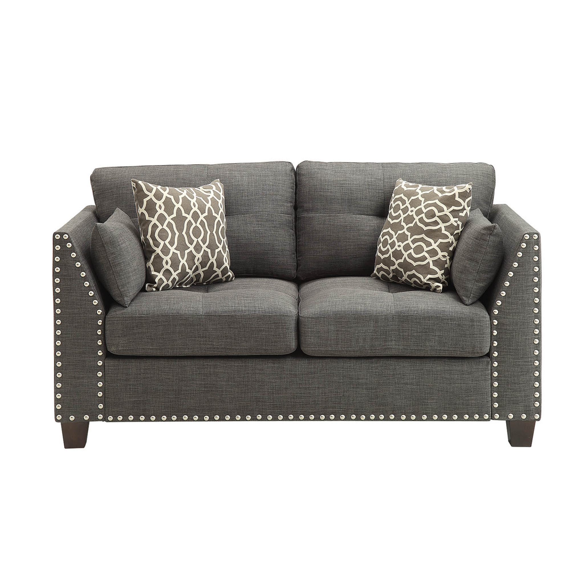 Miekor Furniture Laurissa Loveseat W/4 Pillows in Light Charcoal Linen