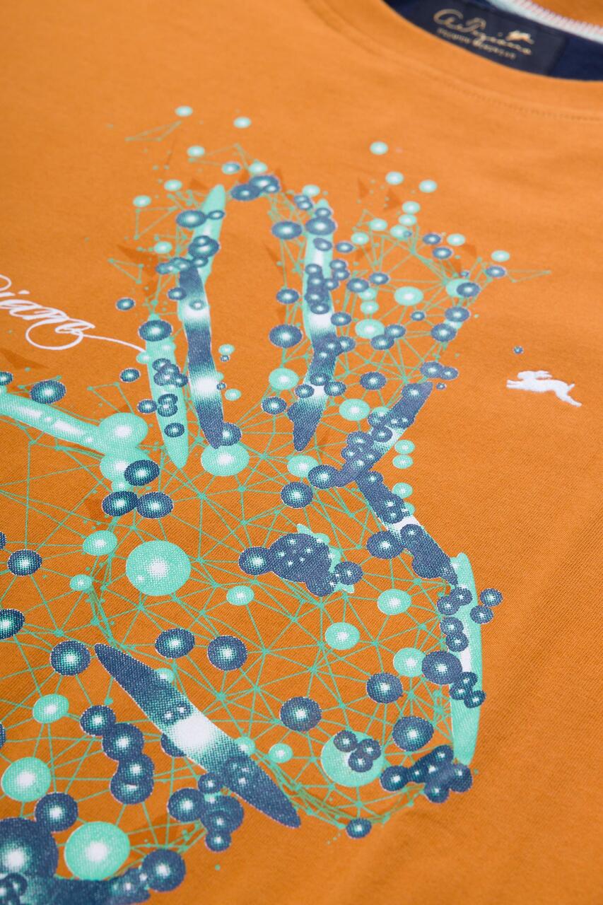 Men's A. Tiziano Copper Jeremy Short Sleeve Jersey Graphic Crew T-Shirt - XL