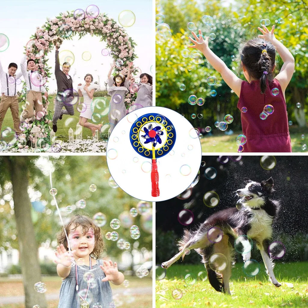 Toys 2 In 1 Bubble Stick Windmill Magic Portable Bubble Stickchildren Bubble Wan 20Ml Abs Red