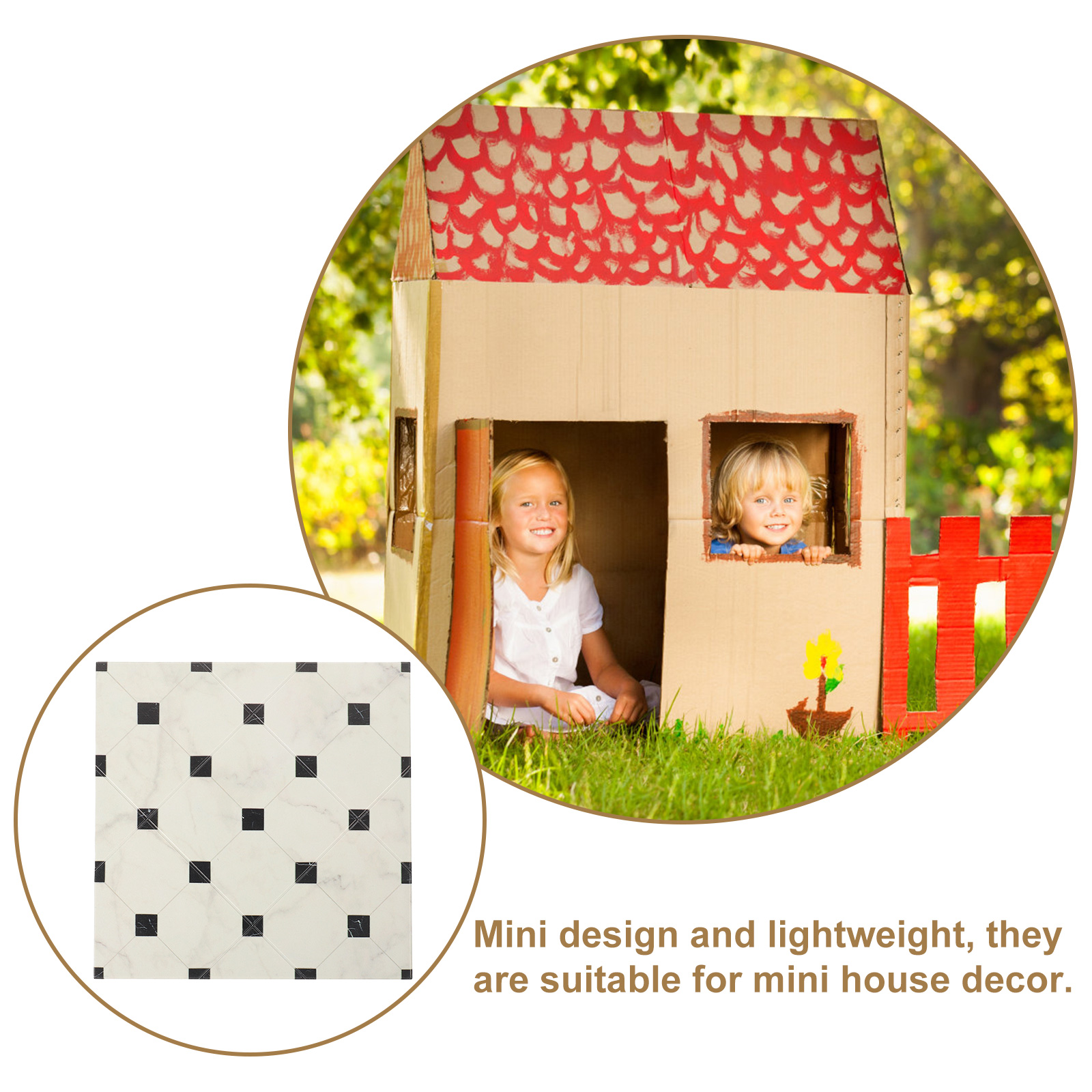 DIY Mini House Floor Tile Material Doll House Floor Layout Prop Vintage Microlandscape Prop