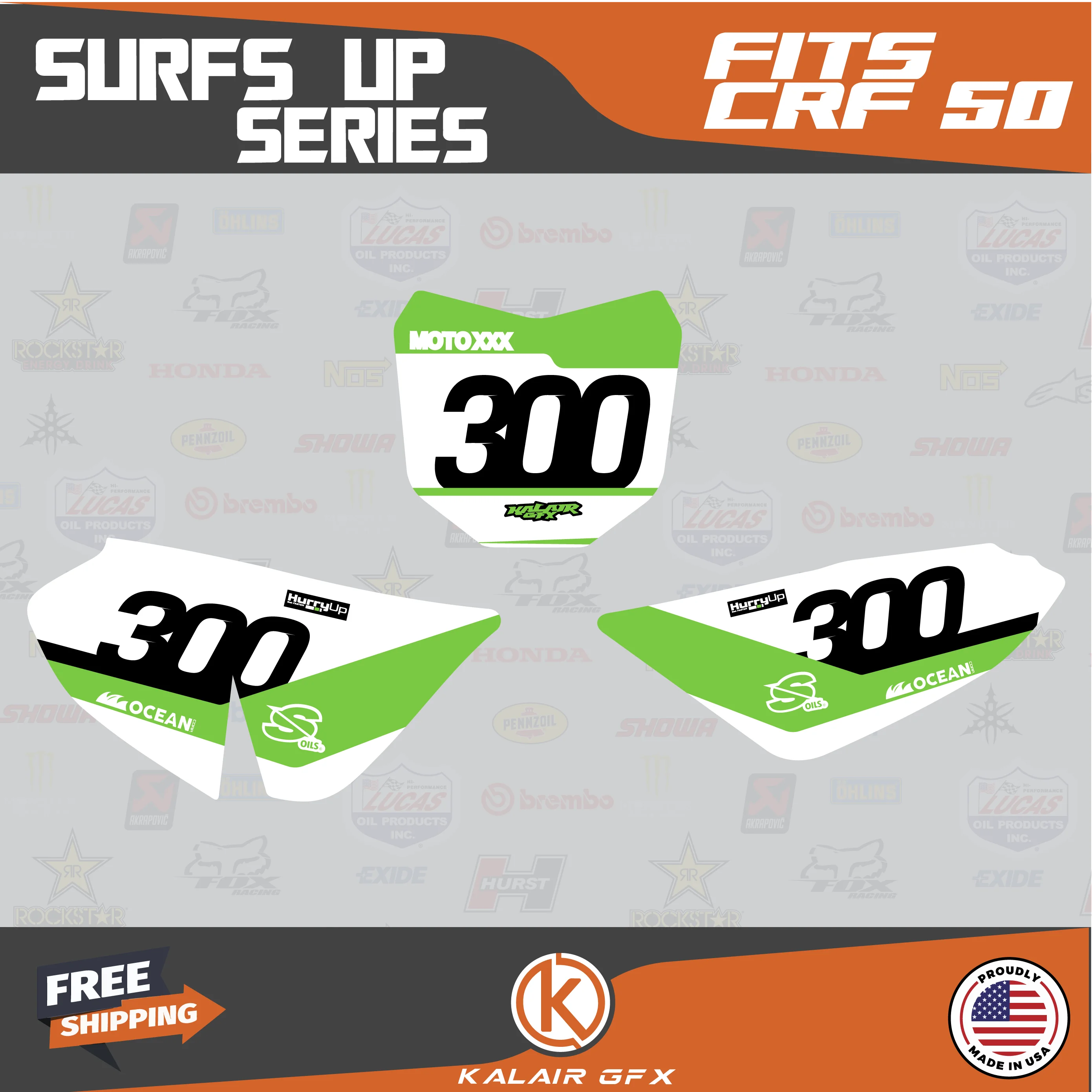Kalair GFX Graphics Kit for Honda CRF50 (2013-2023) Surfs-up Series