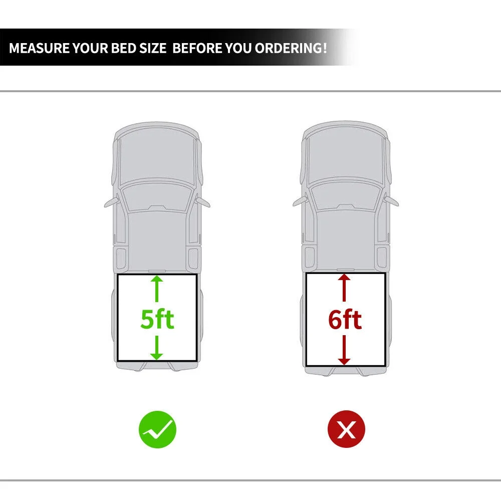 Ledkingdomus 5 Feet Soft Tri-fold Truck Bed Tonneau Cover for 2020-2023 Jeep Gladiator JT on Top