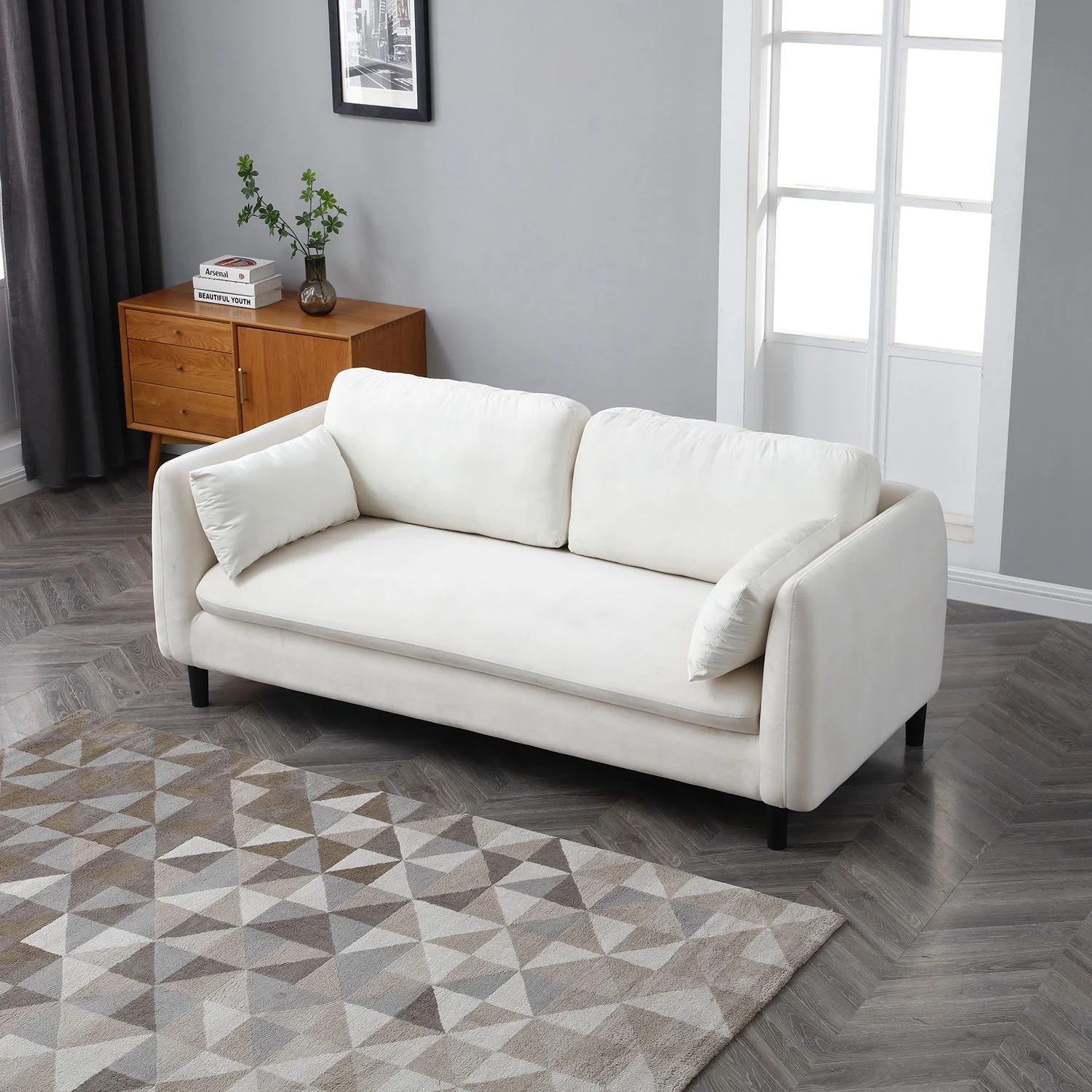 Kevinplus 78.74inch 2-Seat Upholstered Loveseat Sofa Modern Couch, Luxury Classic for Living Room Bedroom Apartment Office, Beige